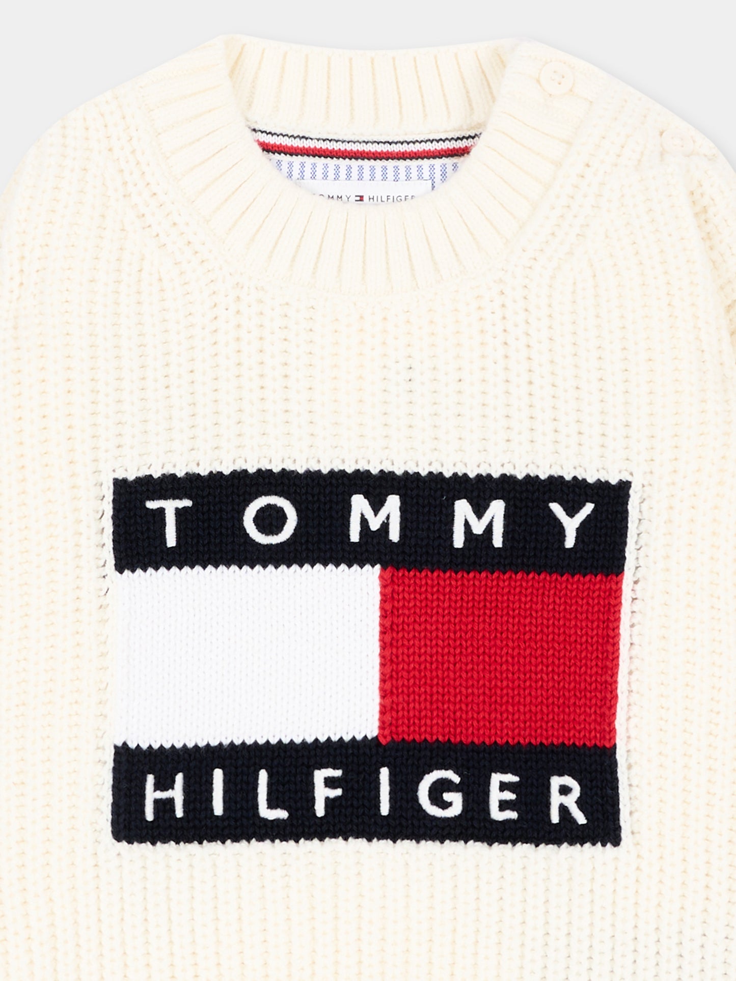 Maglione avorio per neonato con logo,Tommy Hilfiger Junior,KB0KB10071 YA8_