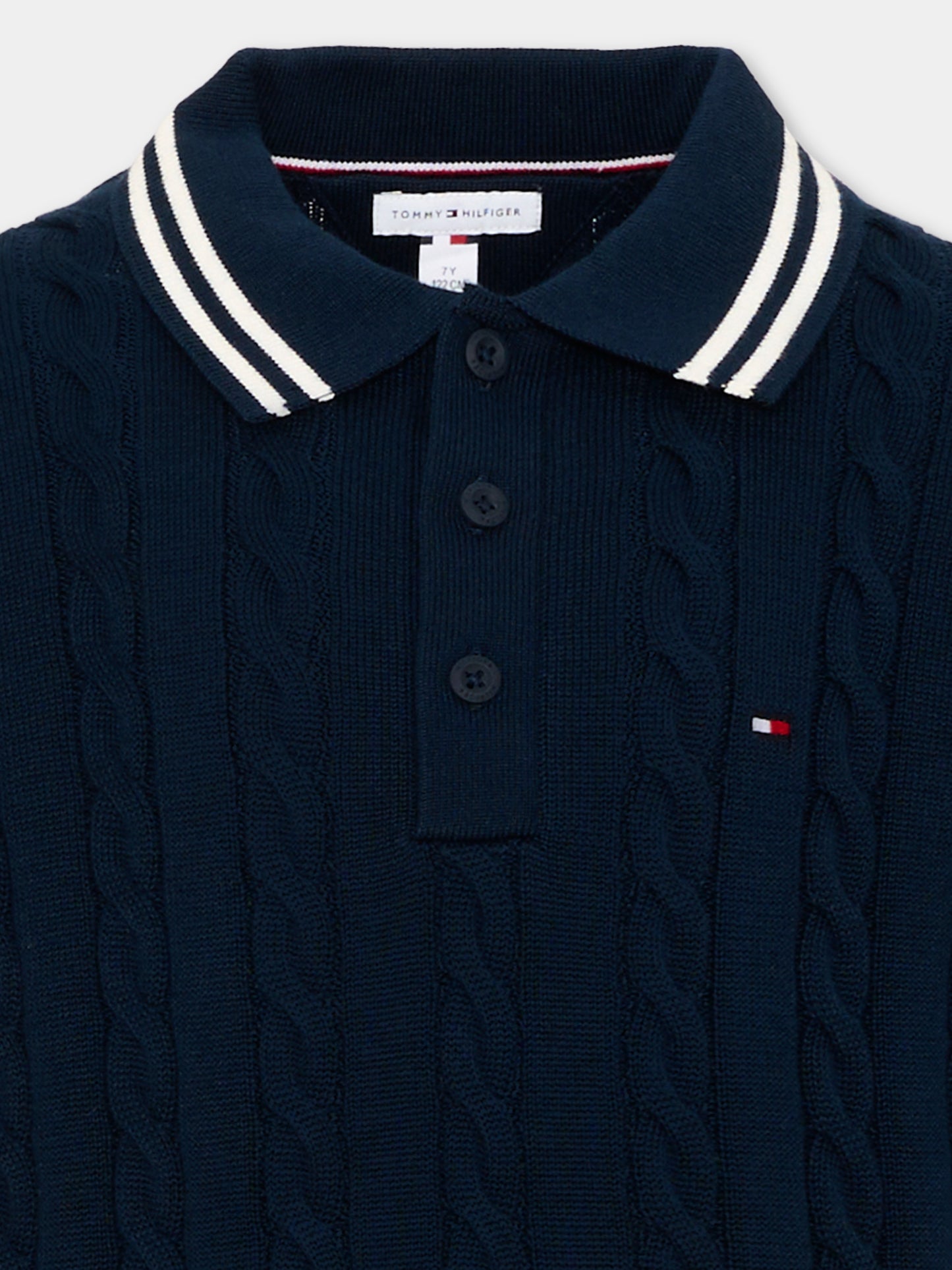 Polo a manica corta blu per bambino,Tommy Hilfiger Junior,KB0KB09754 C1G