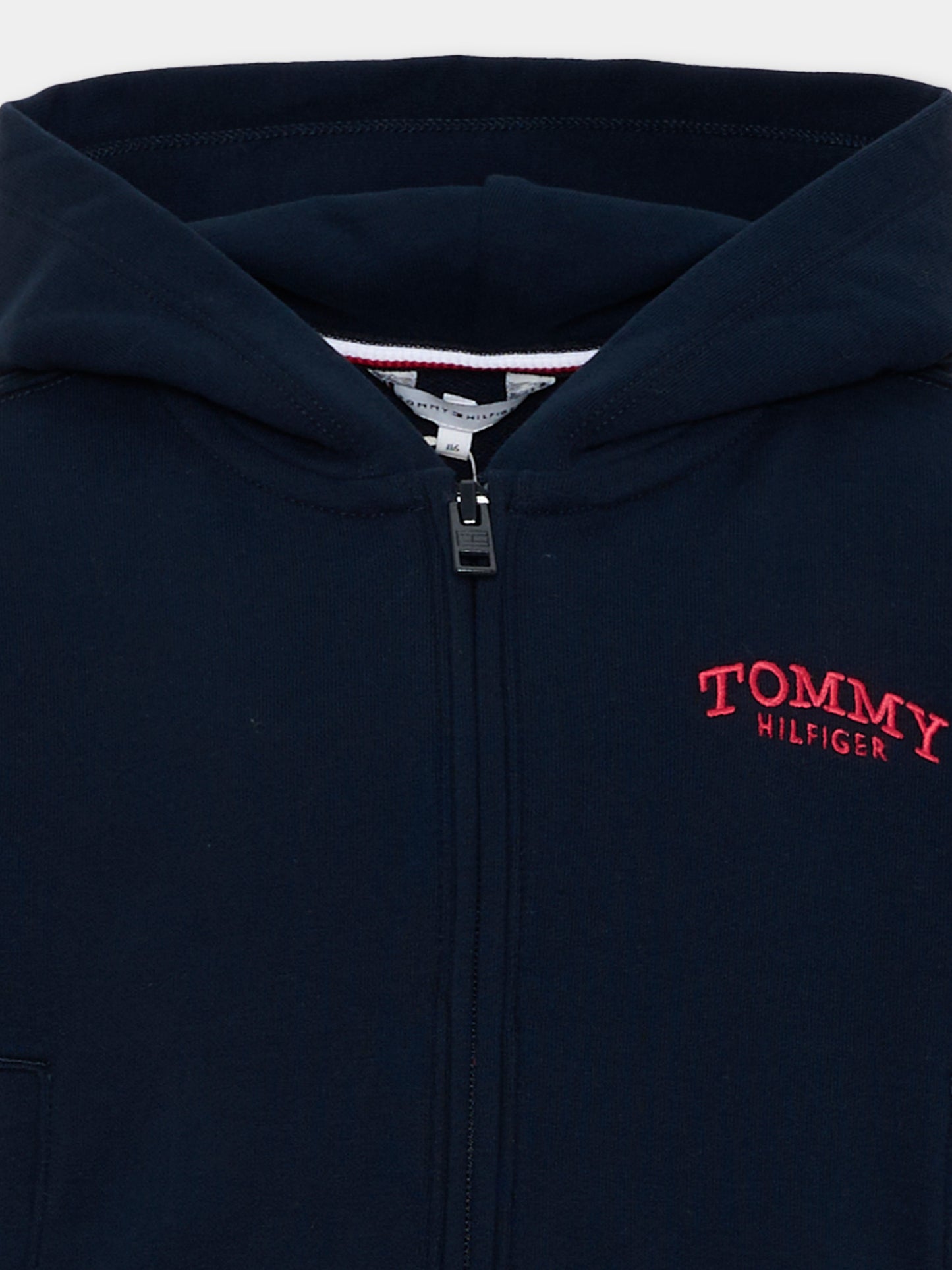 Felpa con cappuccio blu per bambina logo,Tommy Hilfiger Junior,KG0KG08988 C1G
