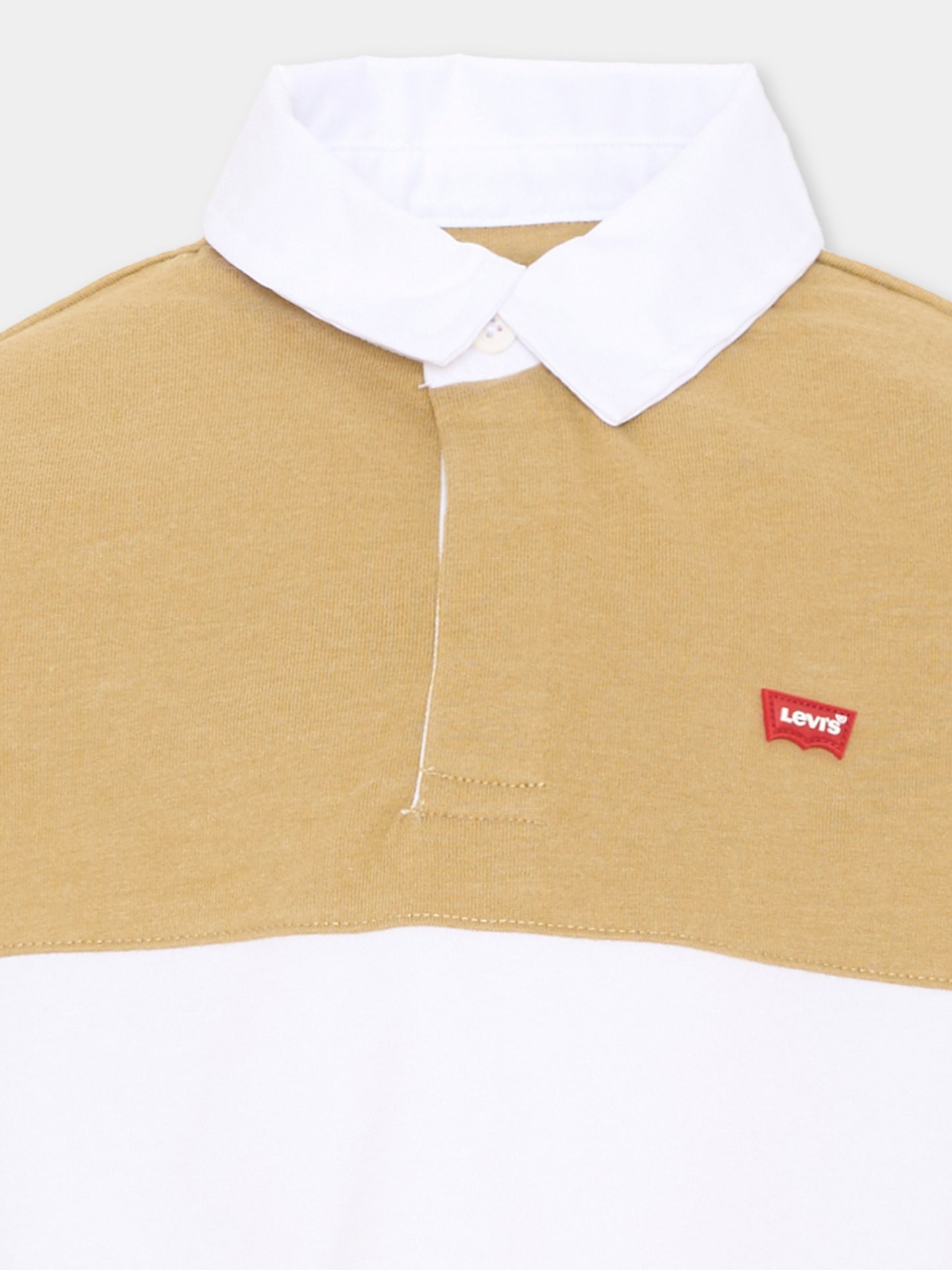 Polo a manica lunga beige con logo,Levi's Kids,8EP601 X4Z