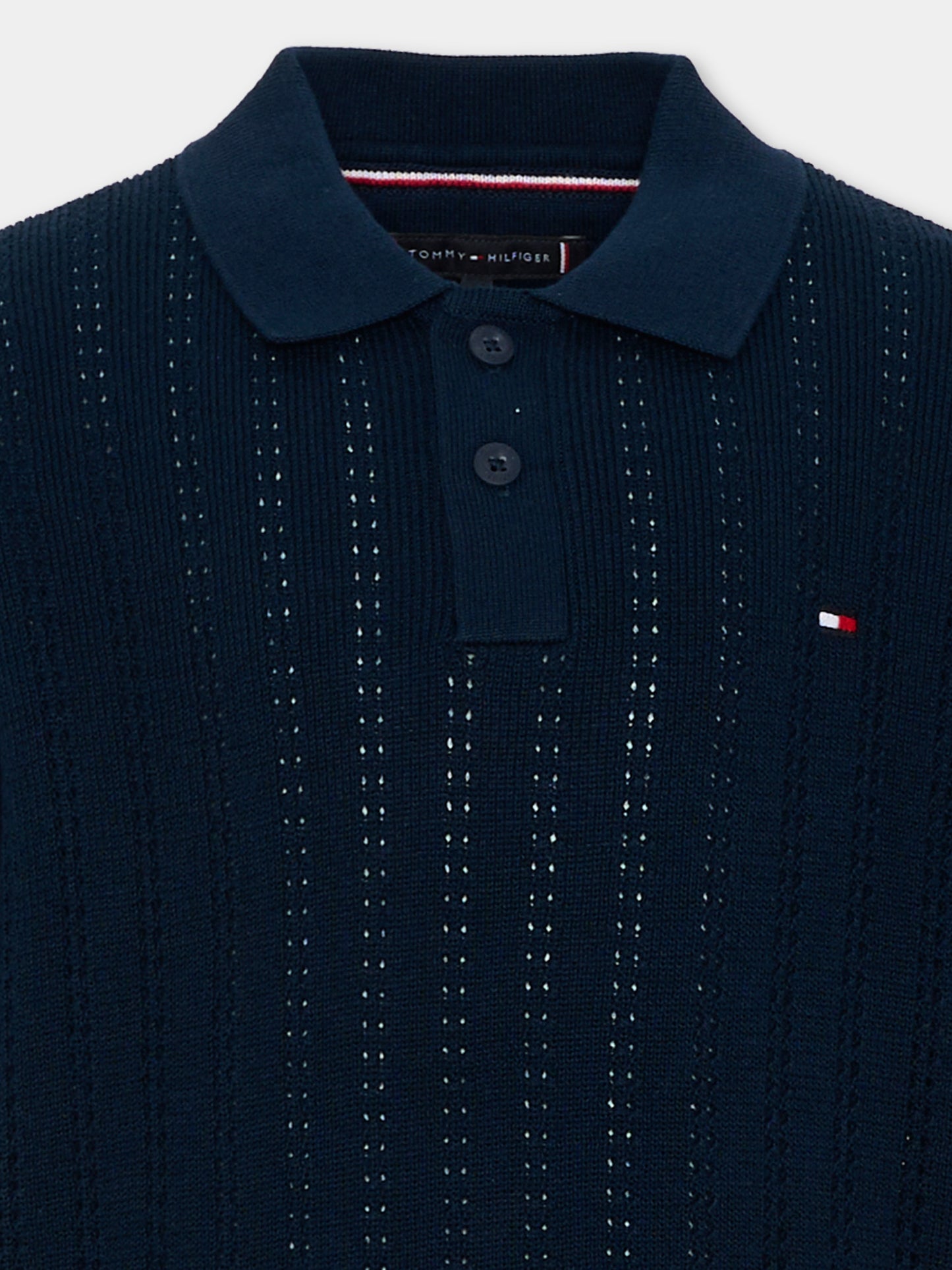 Polo a manica corta blu per bambino,Tommy Hilfiger Junior,KB0KB10251 C1G
