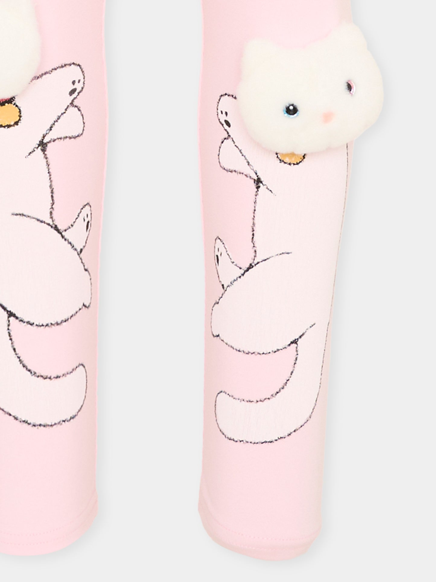 Leggings rosa per bambina gatti 3D,Poco Blush,SS26242
