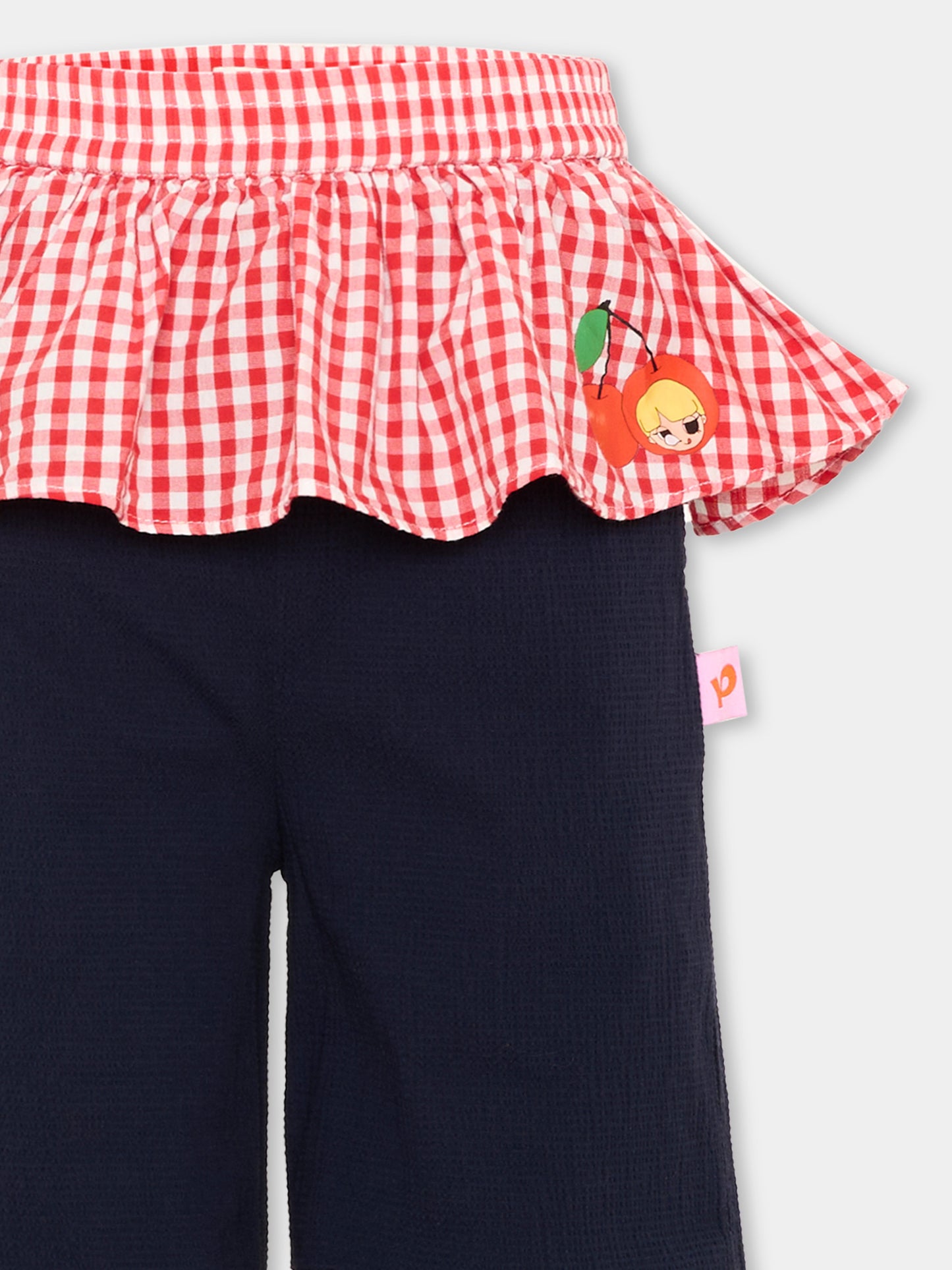Pantalone blu per bambina con volant,Poco Blush,SS26113
