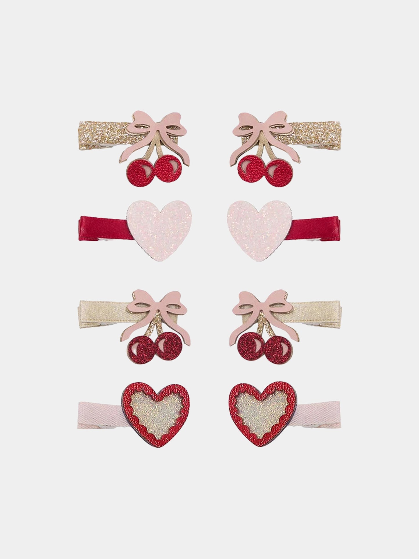 Set fermagli multicolor per bambina con cuori e ciliegie