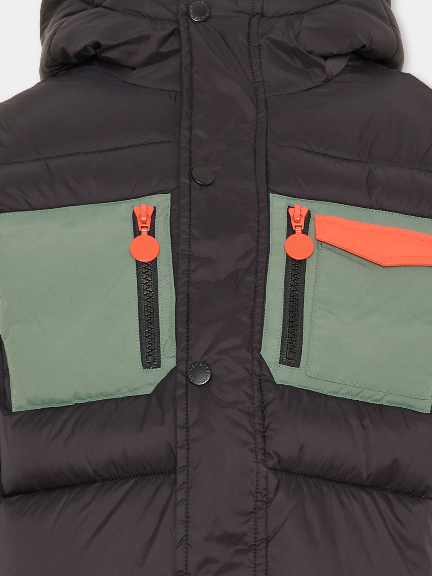 Piumino nero per bambino con cappuccio,Stella Mccartney Kids,TX2Q27 Z0536 930