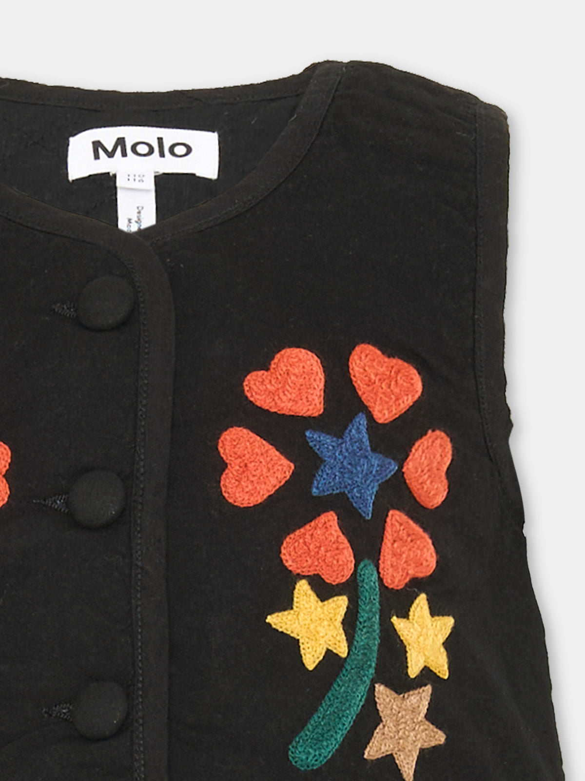 Gilet nero Helma per bambina ricamato,Molo,2W25M201 0099