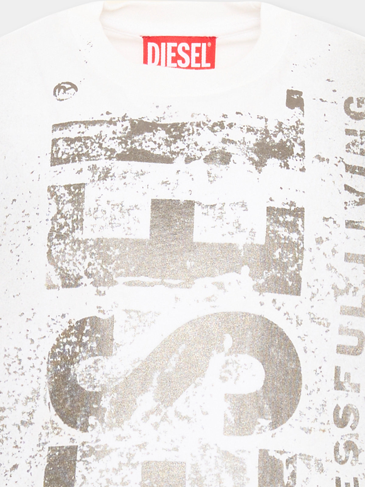 T-shirt a manica corta bianca per bambino con logo,Diesel,J02479 KYAZW K100
