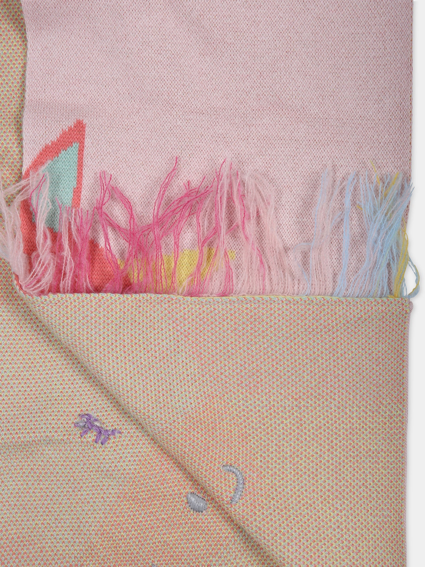 Sciarpa rosa per bambina con unicorni,Stella Mccartney Kids,TT0A43 Z1528 505