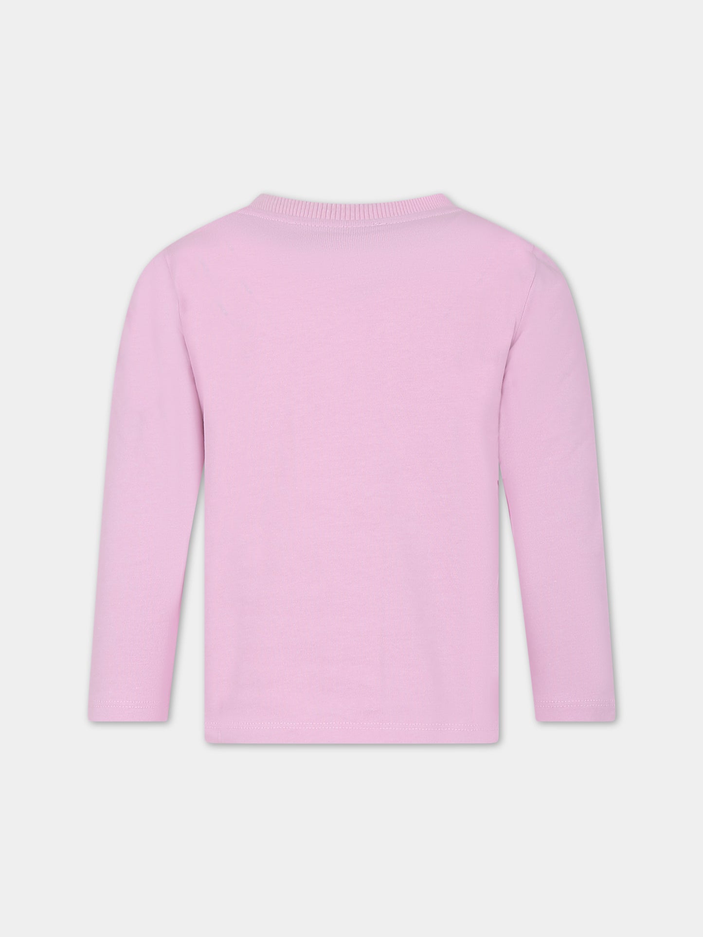 T-shirt rosa per bambina con tigre e logo,Kenzo Kids,K15707 456