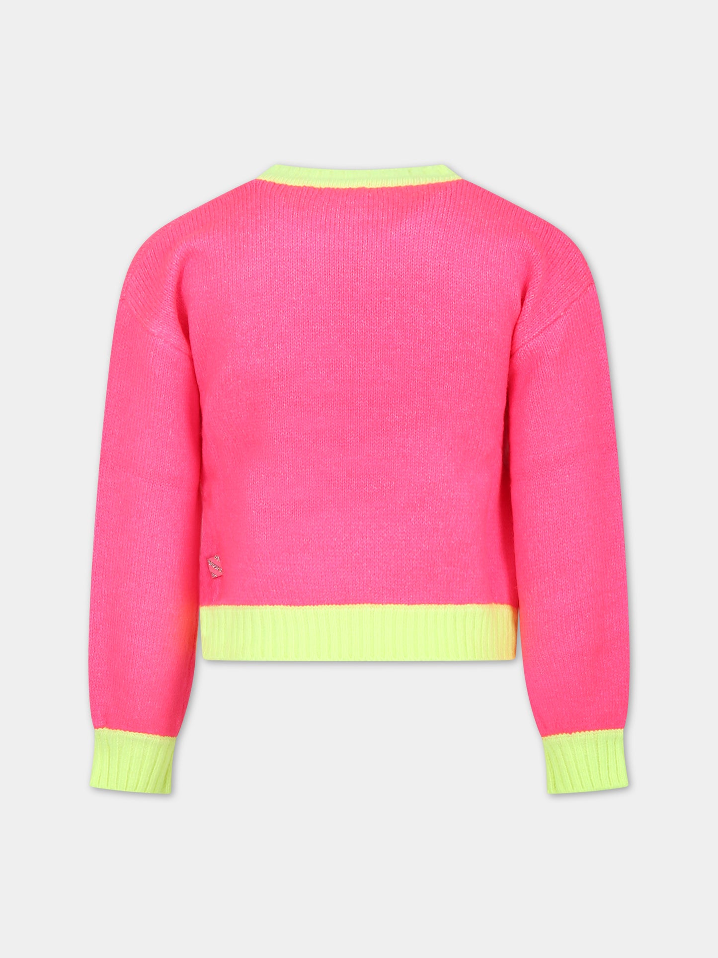 Maglione fucsia con cuori per bambina,Billieblush,U15B56 47A