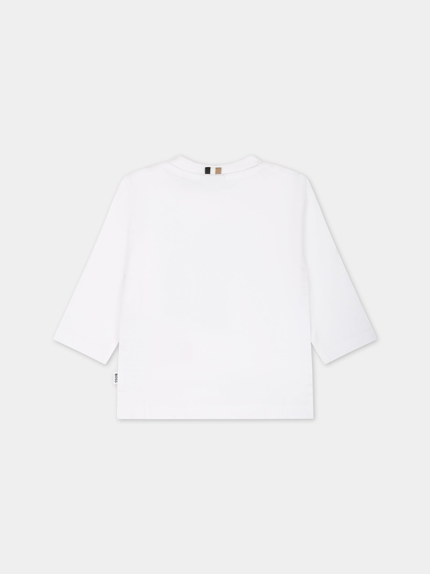 T-shirt bianca con logo per neonato,Boss,J05A24 10P