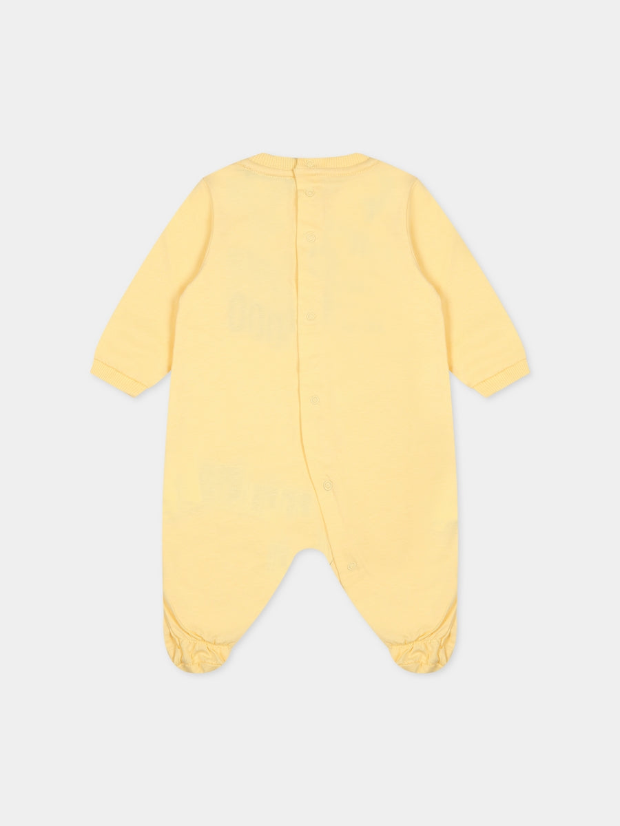 Tutina gialla per neonati con logo e stampa,Moschino Kids,MUY05L LAA10 20284