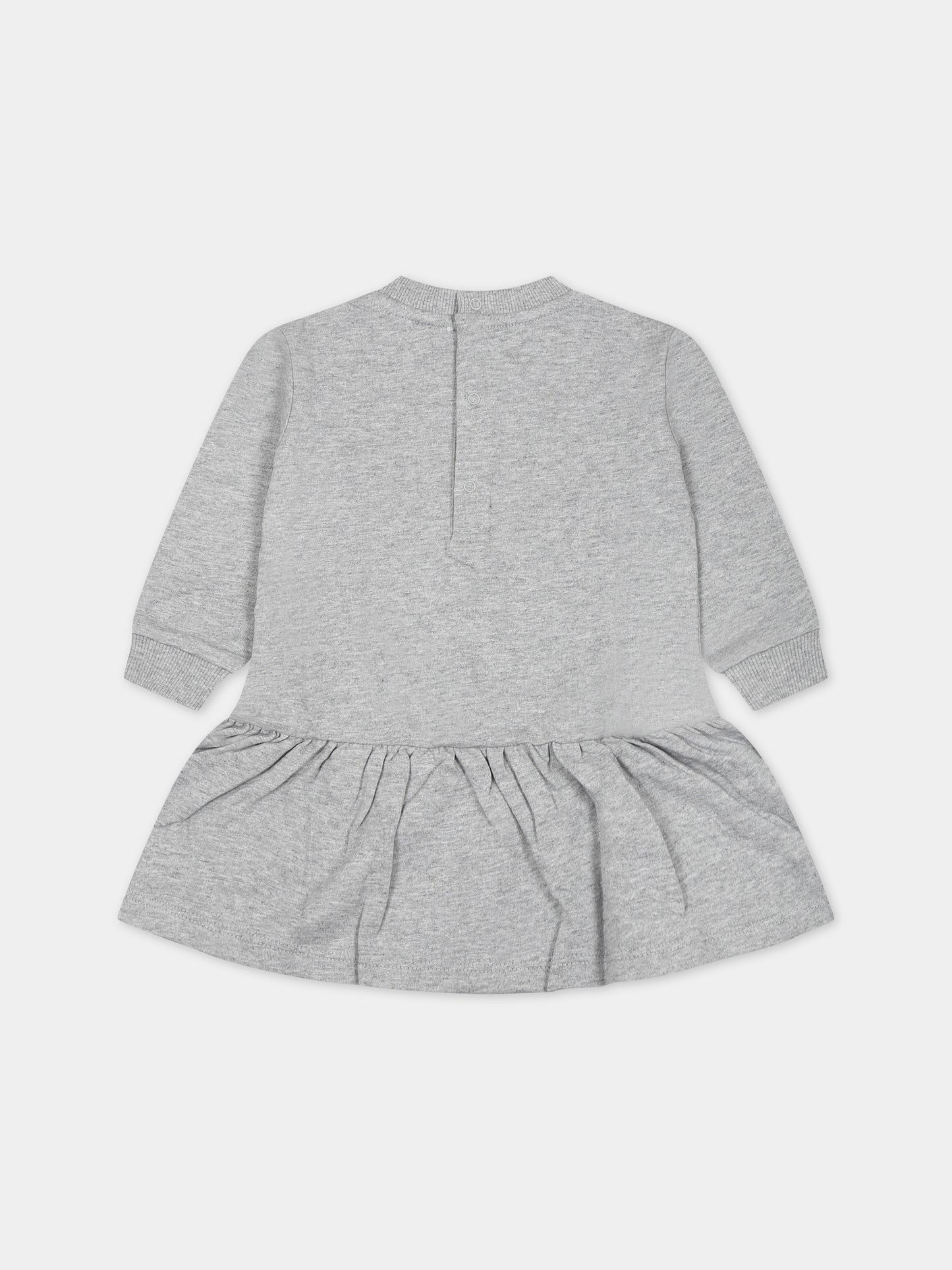 Vestito grigio per neonata con Teddy Bears e logo,Moschino Kids,MAV09V LCA60 60901