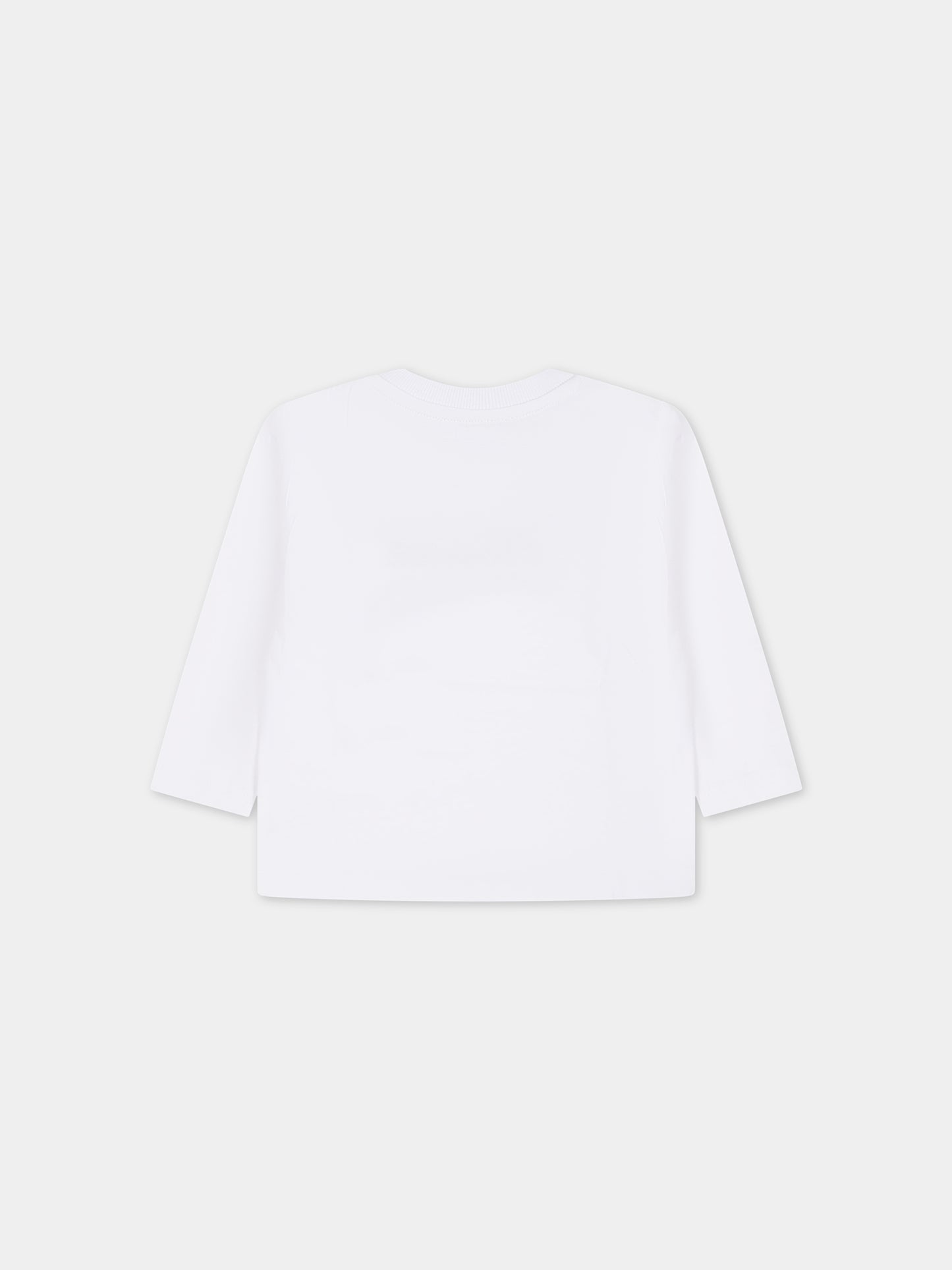 T-shirt bianca per neonati con Teddy Bear e logo,Moschino Kids,MTO00D LAA01 10101