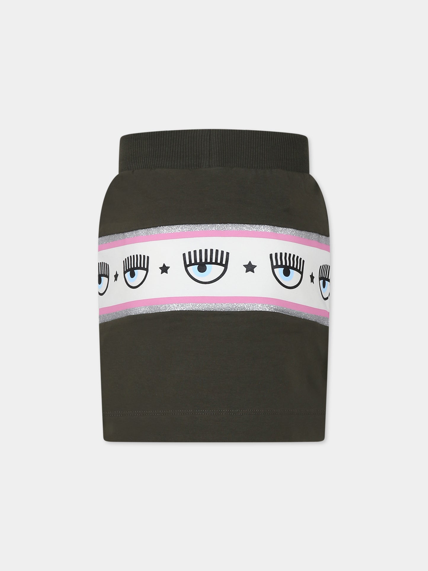 Gonna verde per bambina con eyes flirting,Chiara Ferragni Collection,59B700 2010 007F