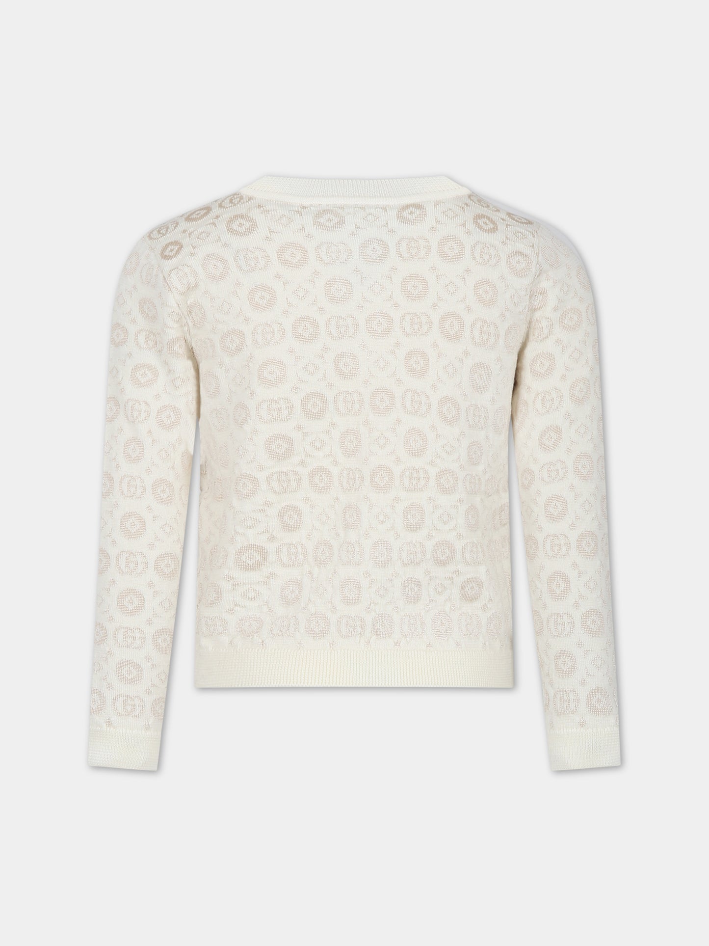 Cardigan avorio per bambina con doppia G,Gucci Kids,749979 XKDEW 9575