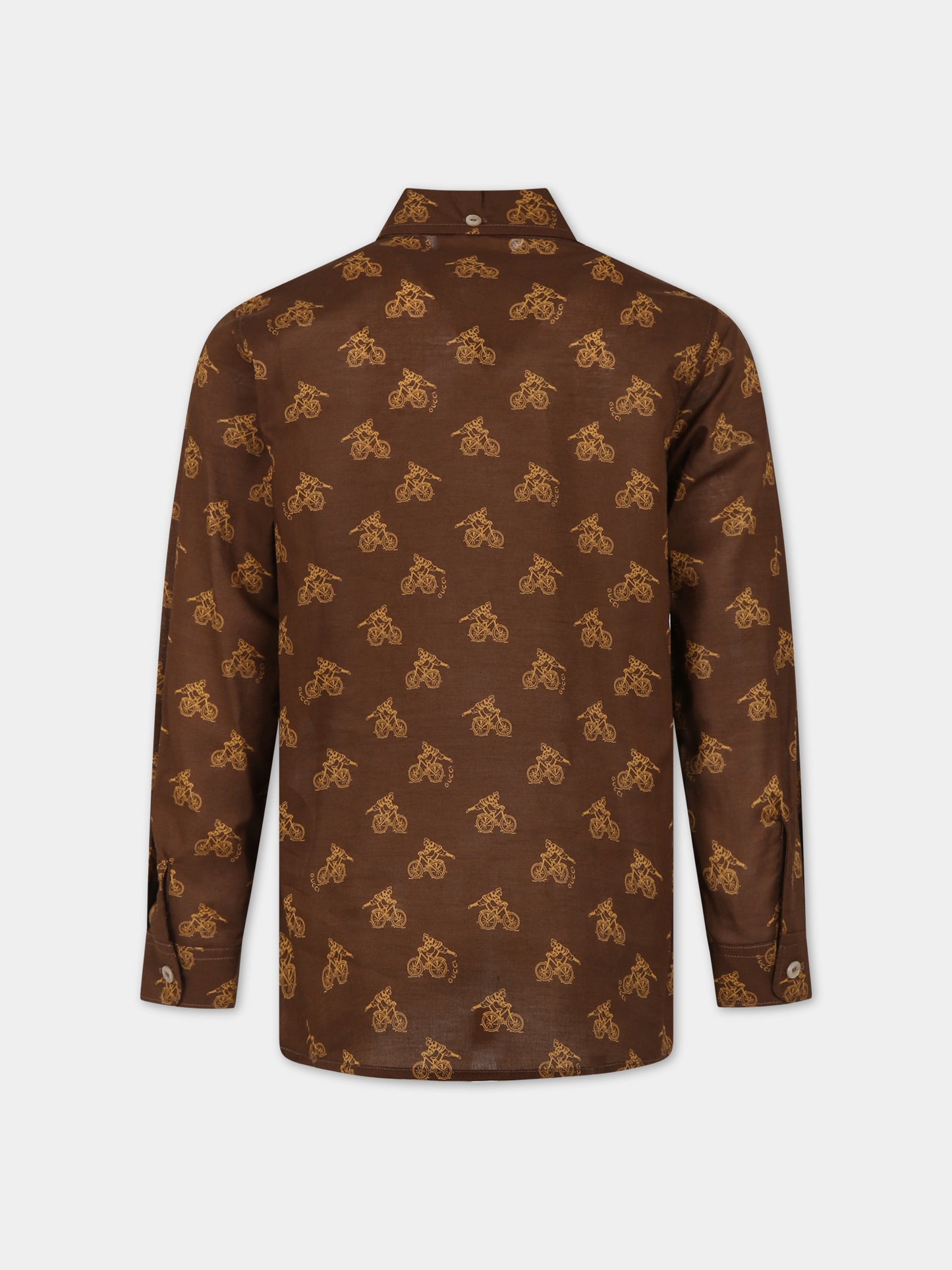 Camicia marrone per bambino con logo all-over,Gucci Kids,747312 XWAYP 2229