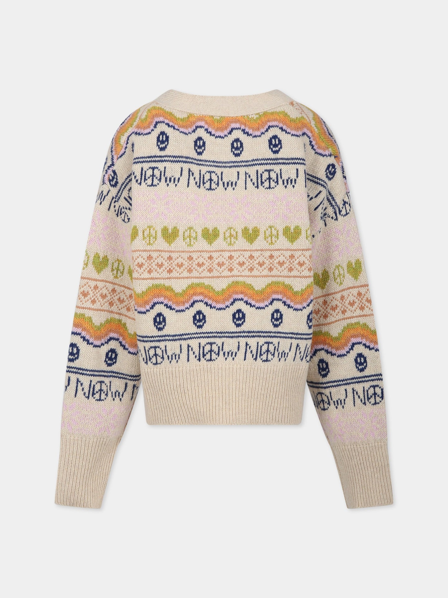 Cardigan beige per bambina con cuori e smile,Molo,2W23K306 3287