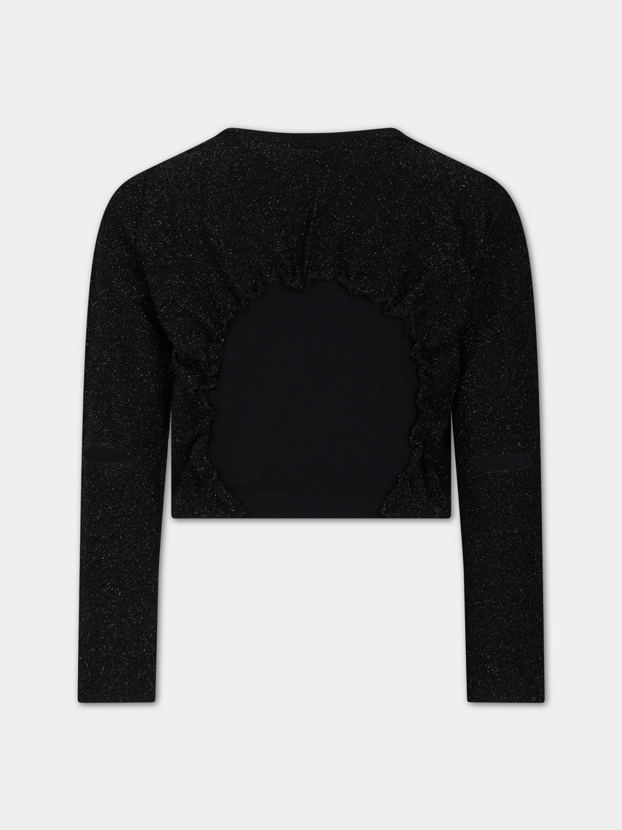 T-shirt nera per bambina con logo,Monnalisa,41B608 2209 0050