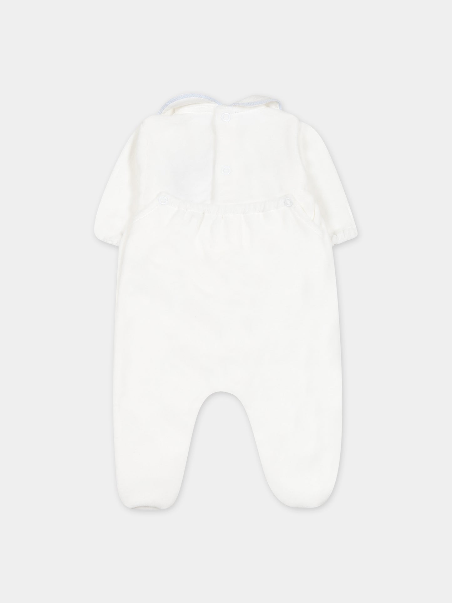 Tutina bianca per neonato con pois,Little Bear,7039 LATTE/CIELO