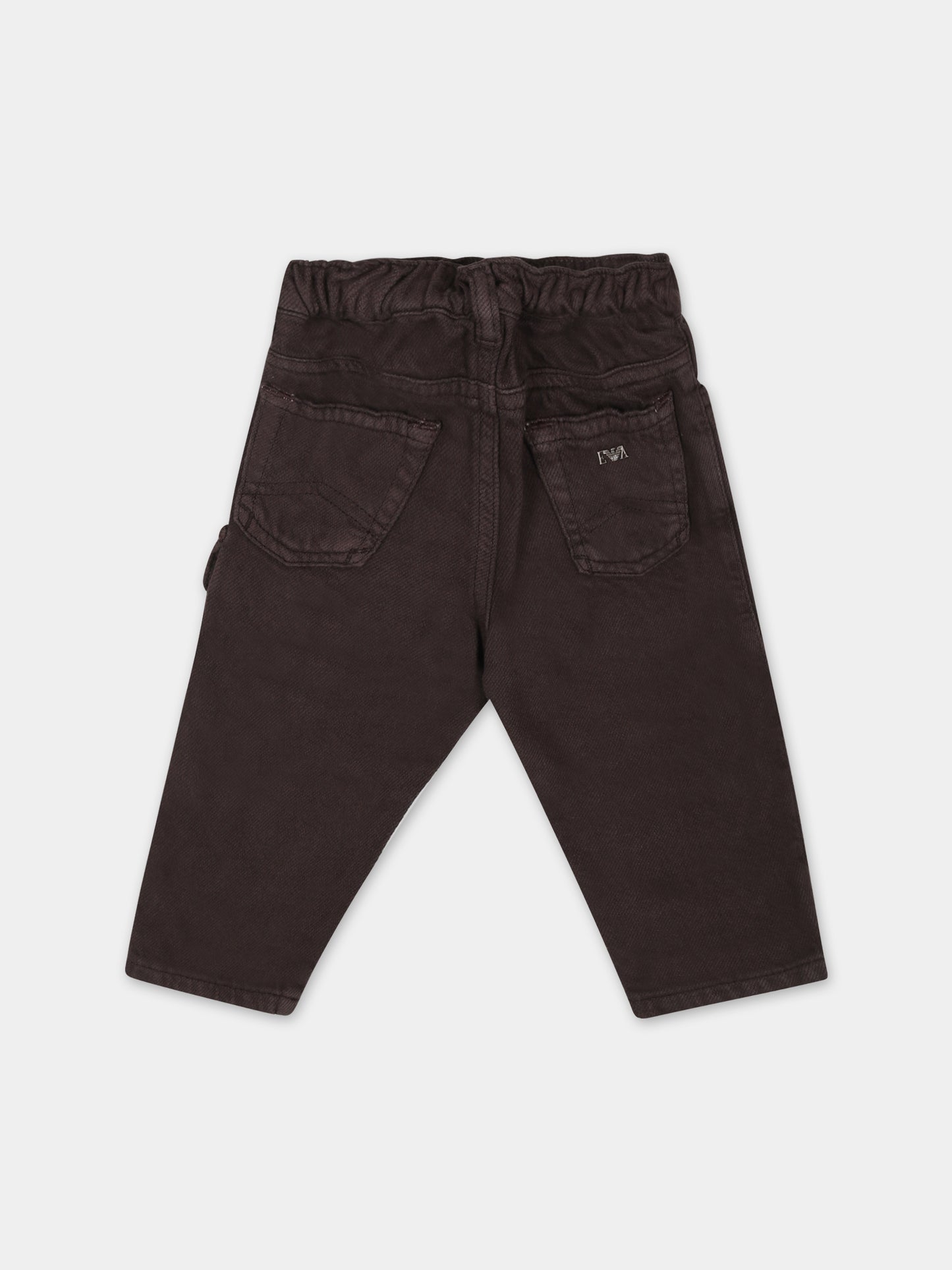 Pantaloni marroni per neonato con aquilotto,Armani Junior,6RHJ40 3N5NZ 05A6