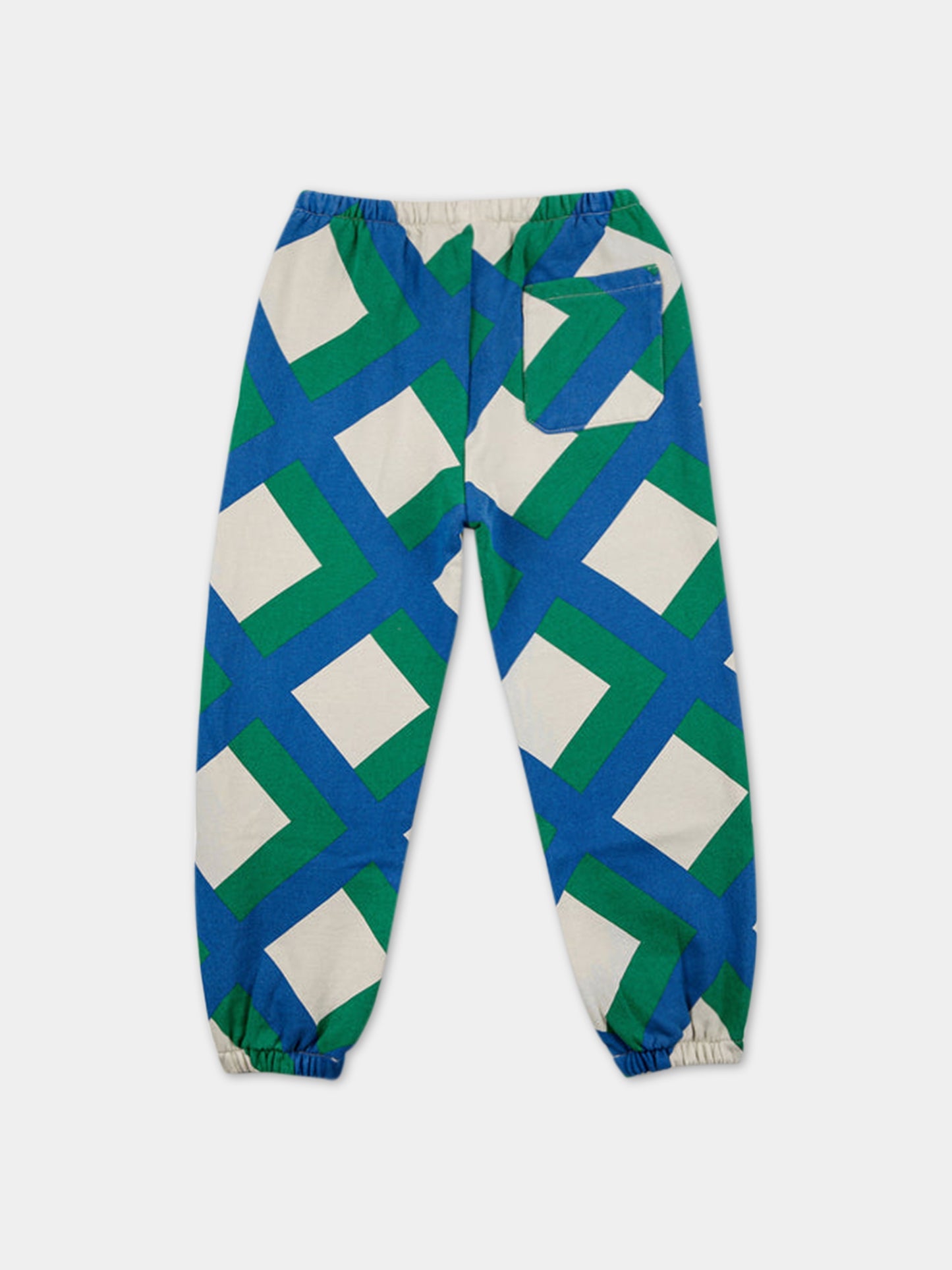 Pantalone avorio per bambini con stampa quadri e logo,Bobo Choses,223AC062