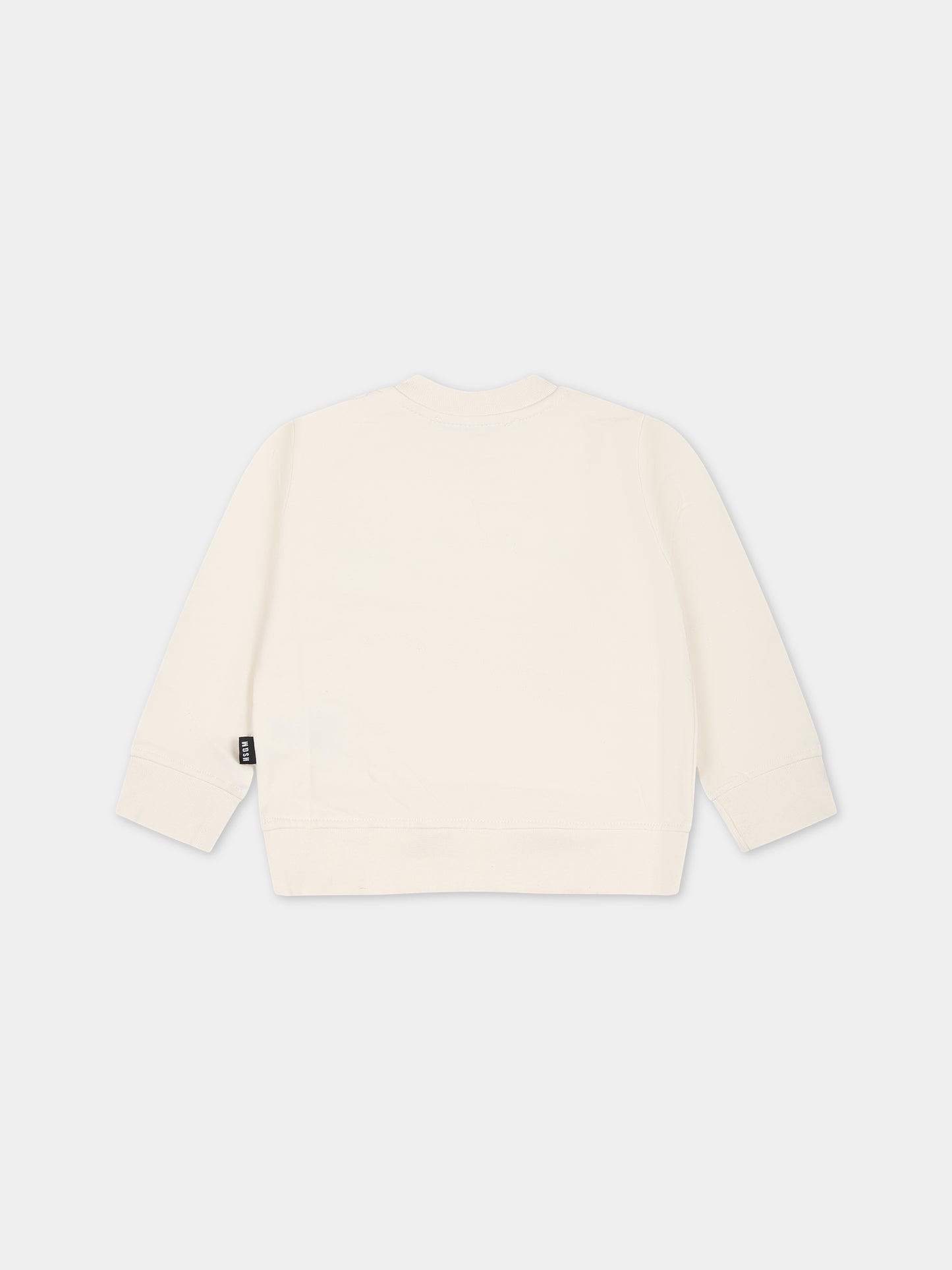 Felpa avorio per neonati con logo,Msgm Kids,F3MSUNSW041 013