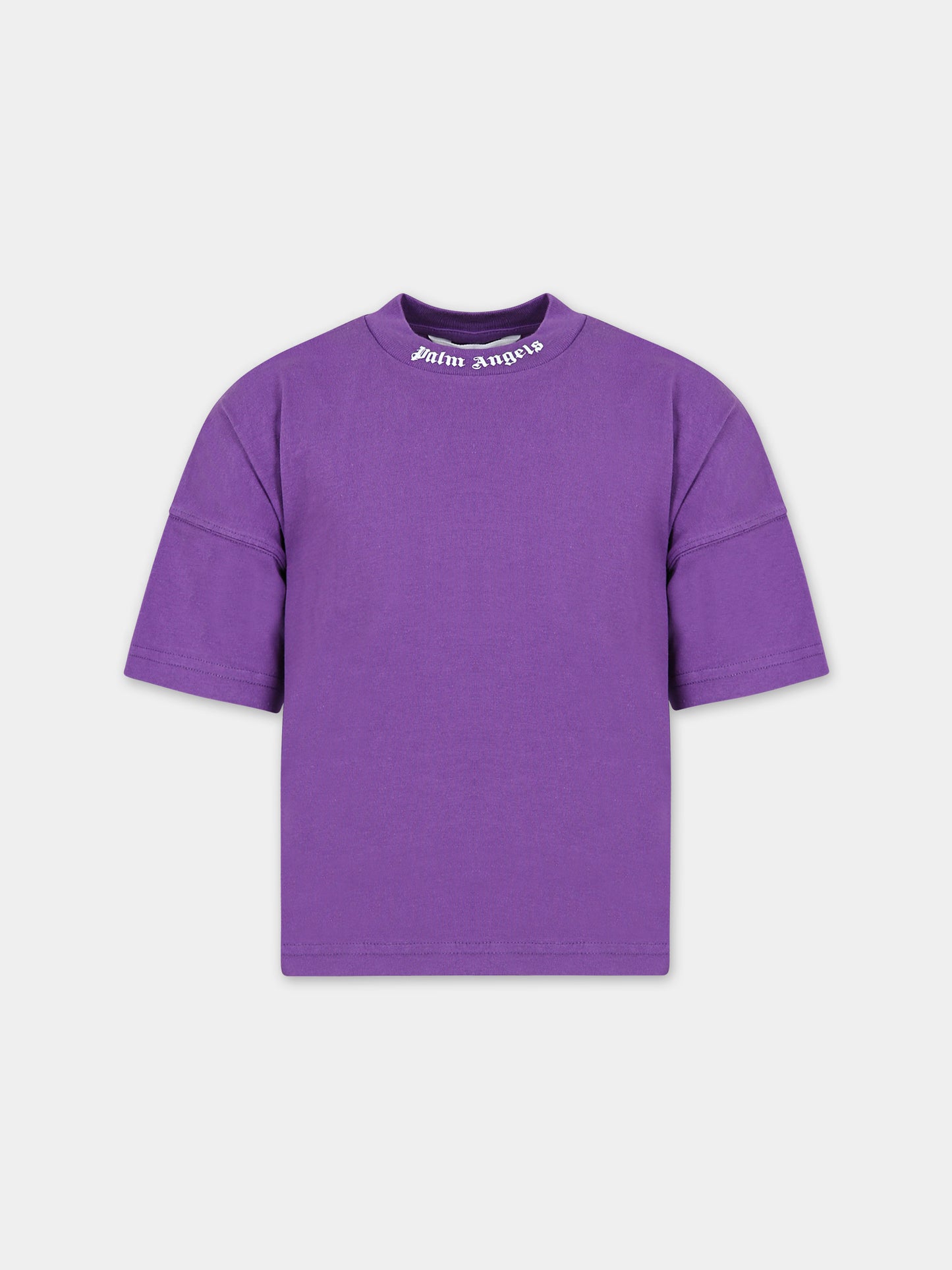 T-shirt viola per bambini con logo,Palm Angels,PBAA002C99JER0013701