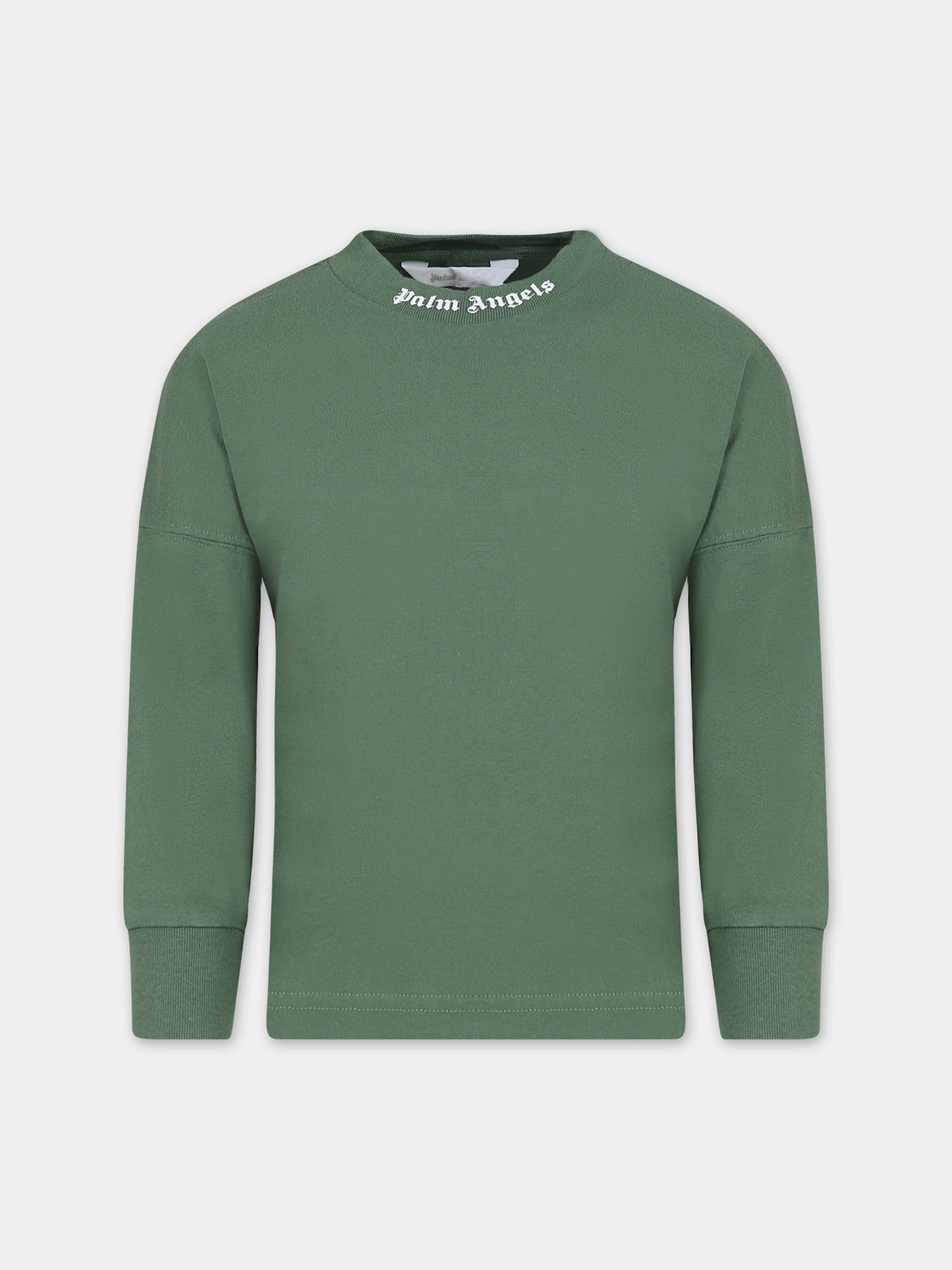 T-shirt verde per bambini con logo,Palm Angels,PBAB005C99JER0015501