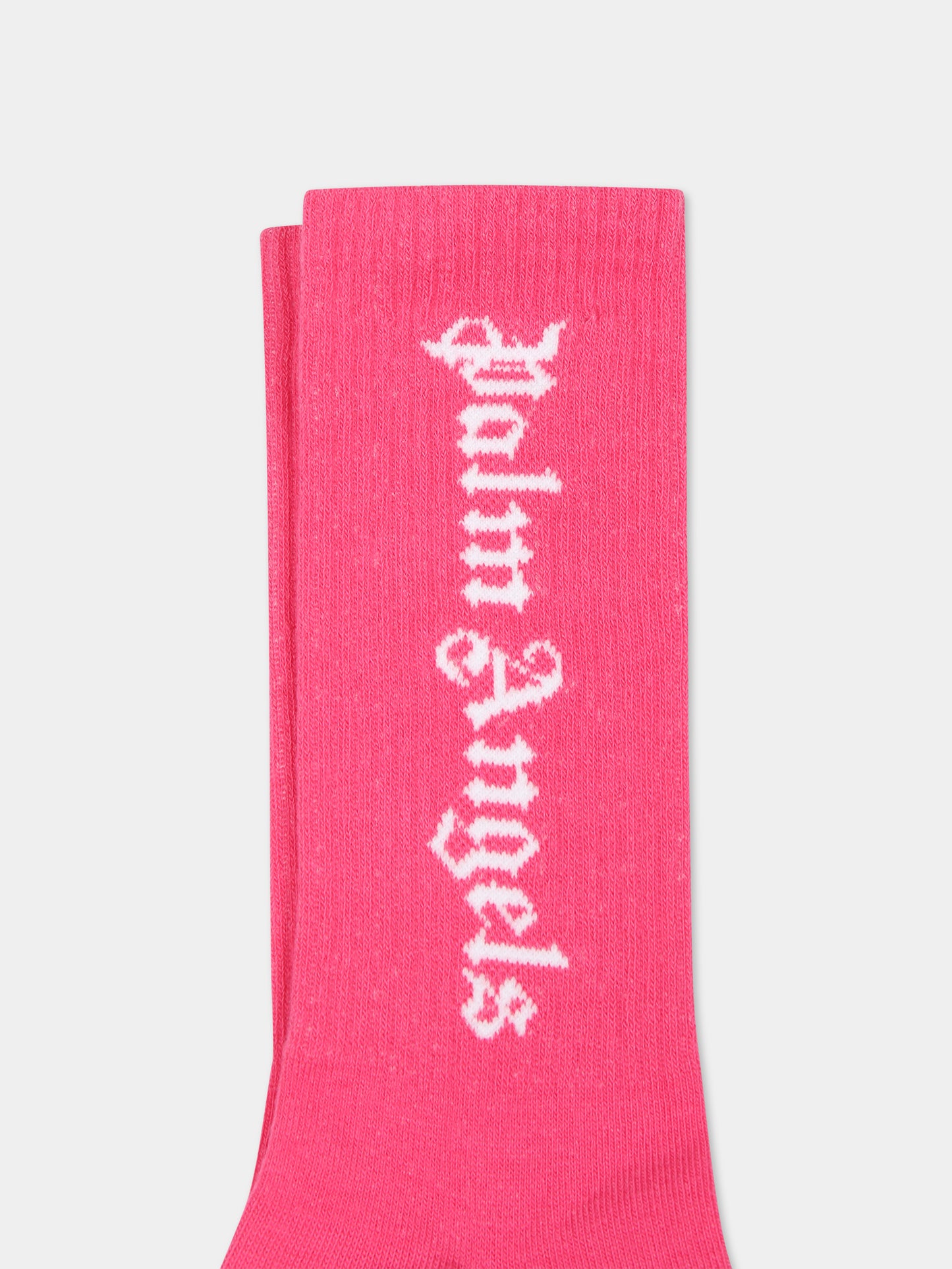 Calze fucsia per bambina con logo,Palm Angels,PGRA005C99KNI0053201