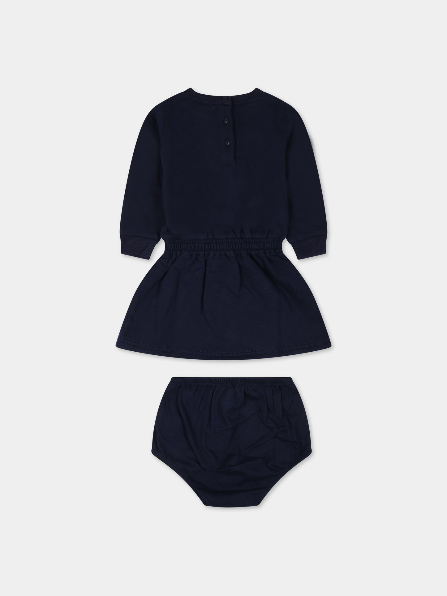 Vestito blu per neonata con orso e logo,Ralph Lauren Kids,916767002