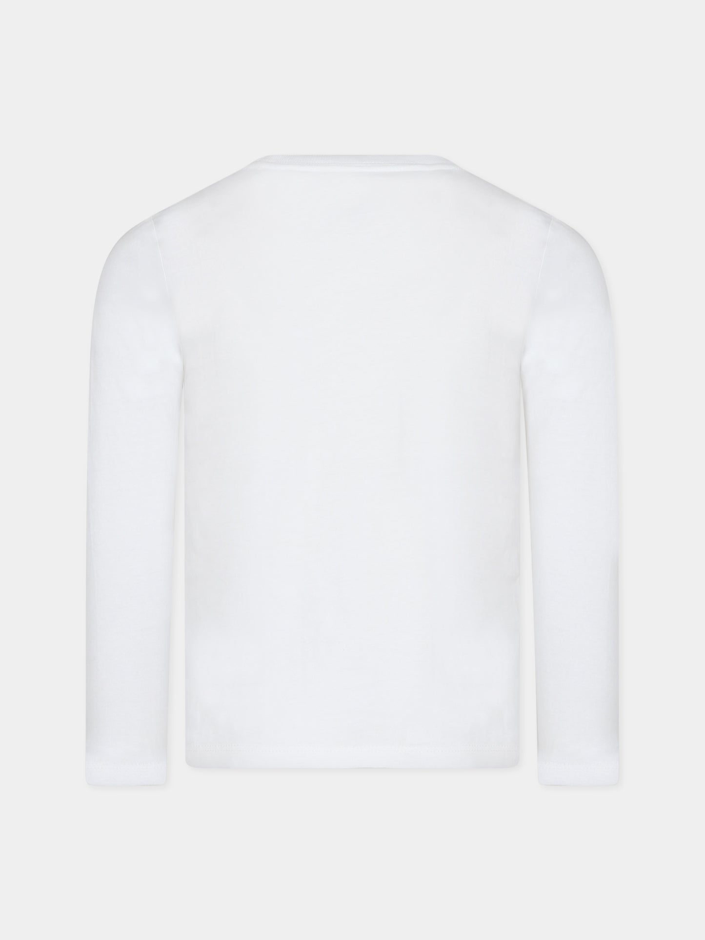 T-shirt avorio per bambina con orso e logo,Ralph Lauren Kids,916764001