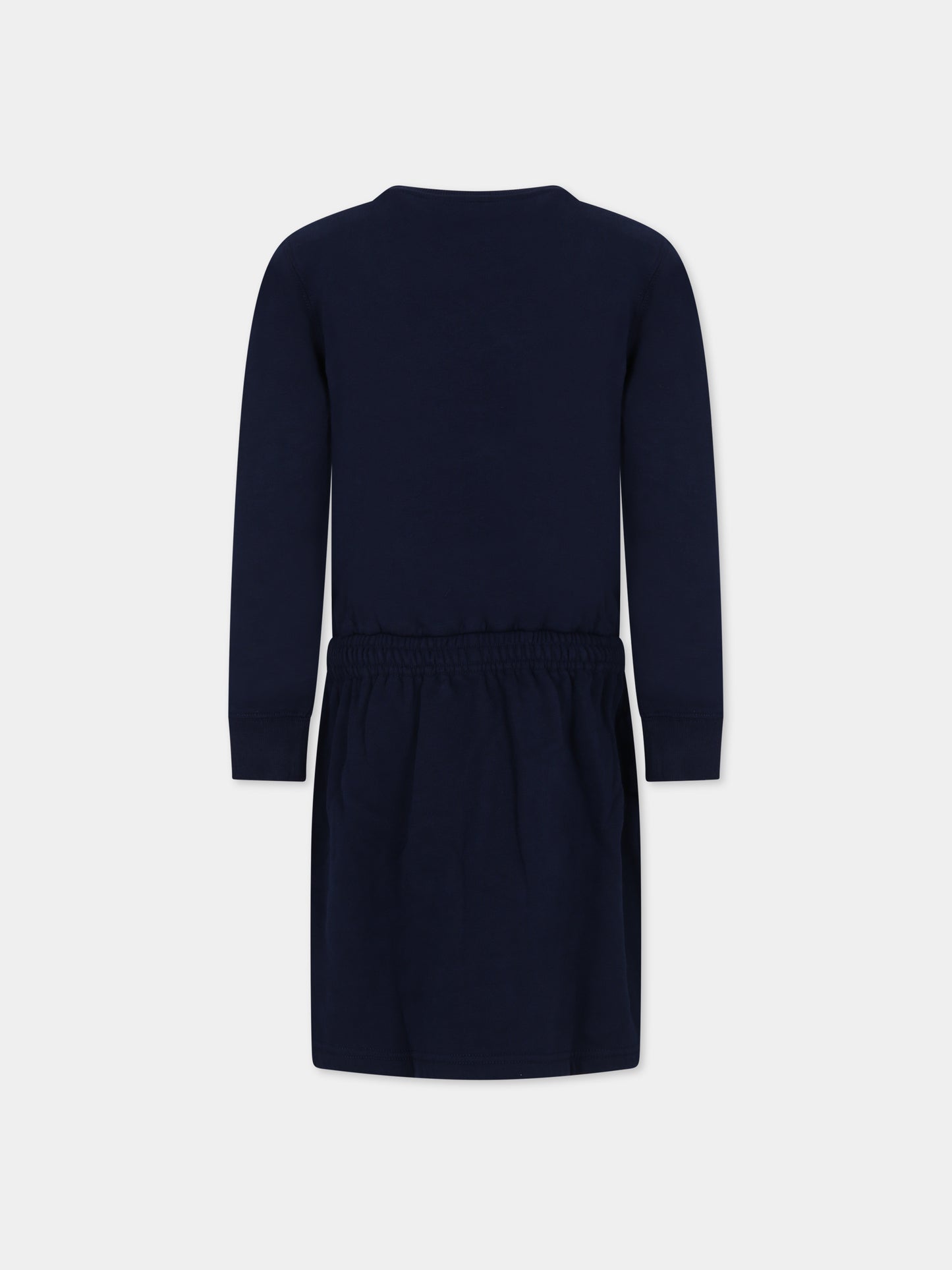 Vestito blu per bambina con orso e logo,Ralph Lauren Kids,916767002