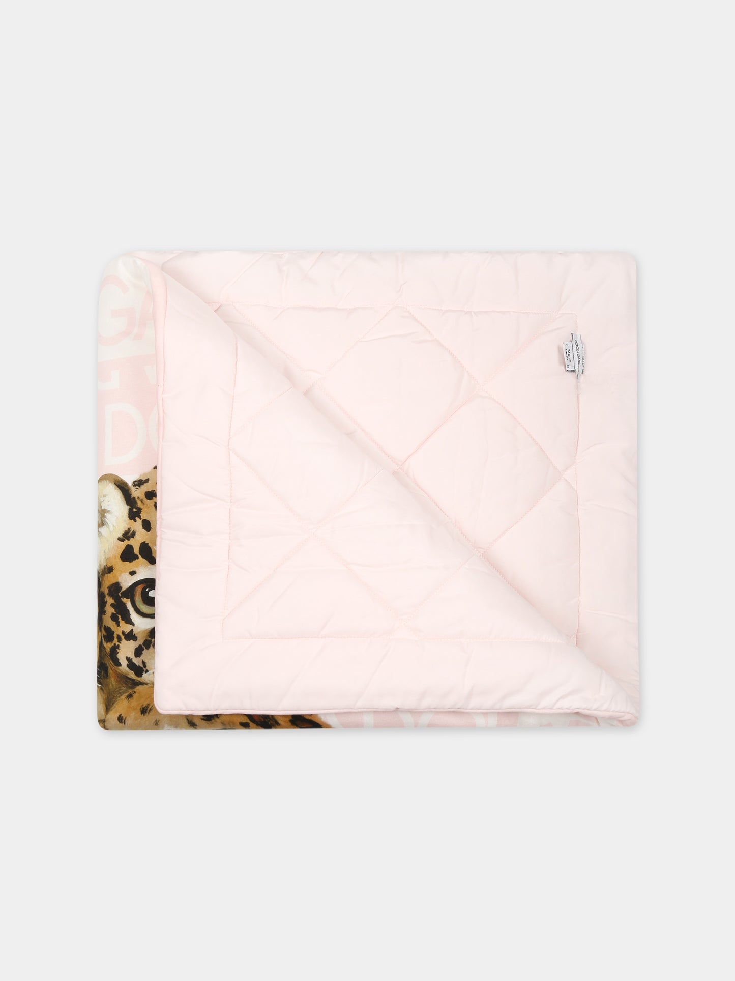 Coperta rosa per neonata con stampa leopardi e logo,Dolce & Gabbana Kids,LNJAE1 G7KR0 S9000