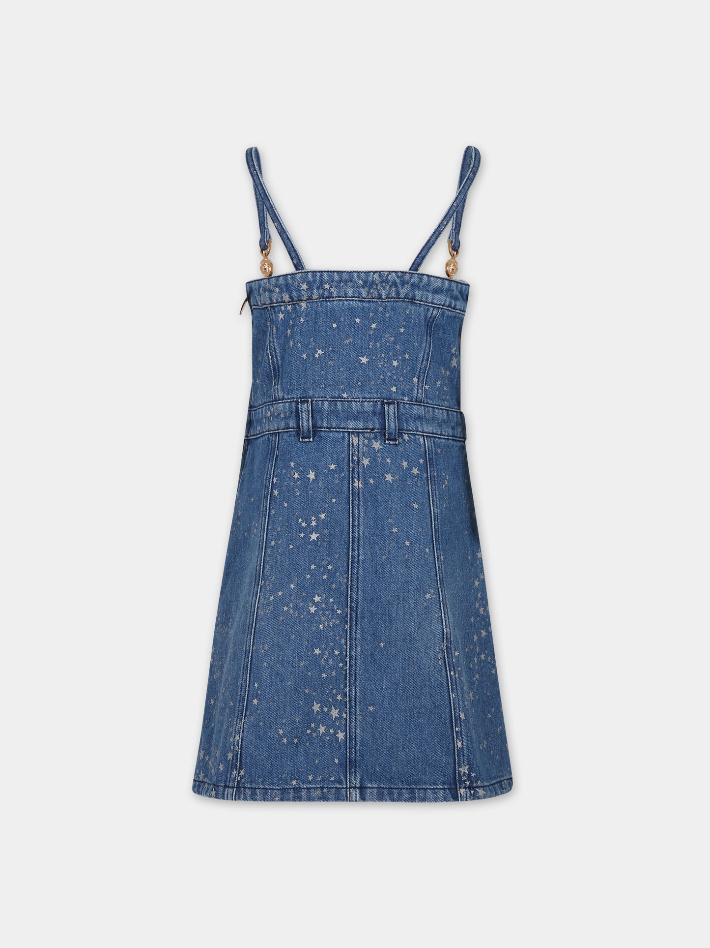 Salopette blu per bambina con stelle,Versace,1010515 1A07592 2D880