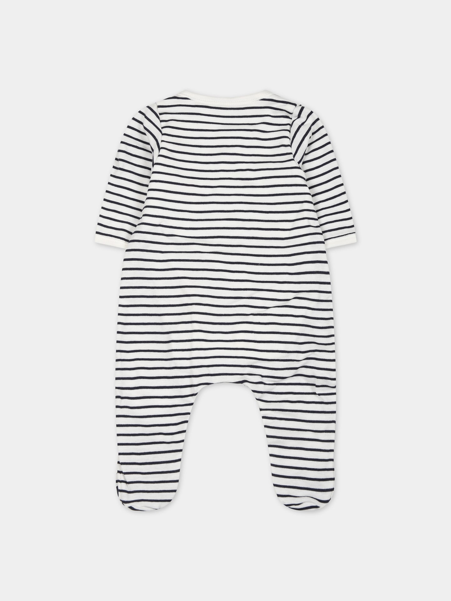 Tutina bianca per neonati a righe,Petit Bateau,A081C 01