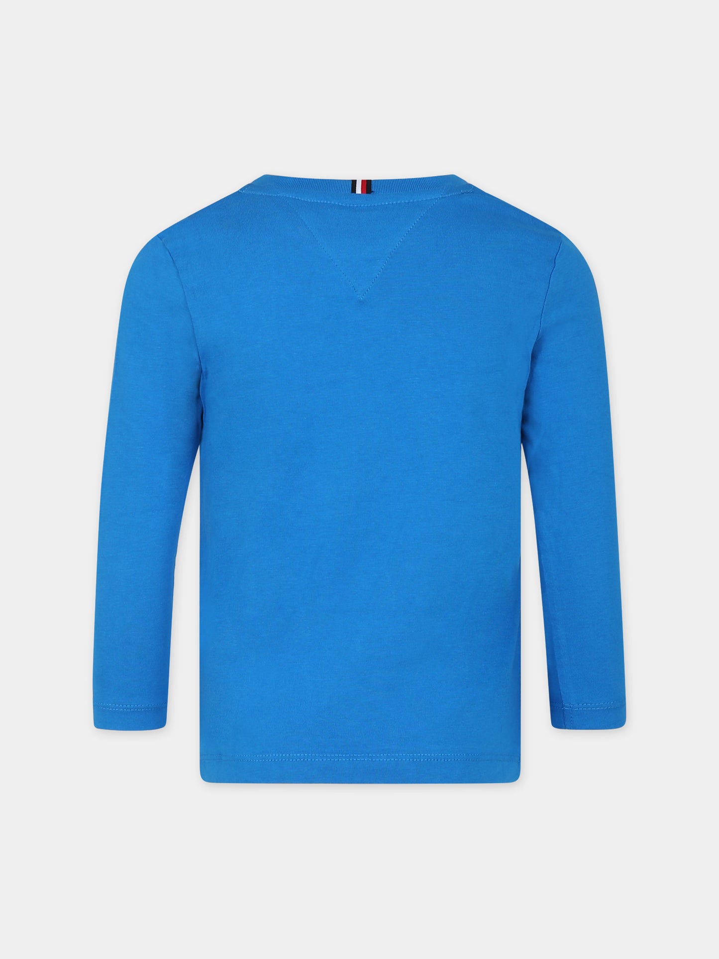 T-shirt azzurra per bambini con logo,Tommy Hilfiger Junior,23WMTHKS0KS00202T CZU