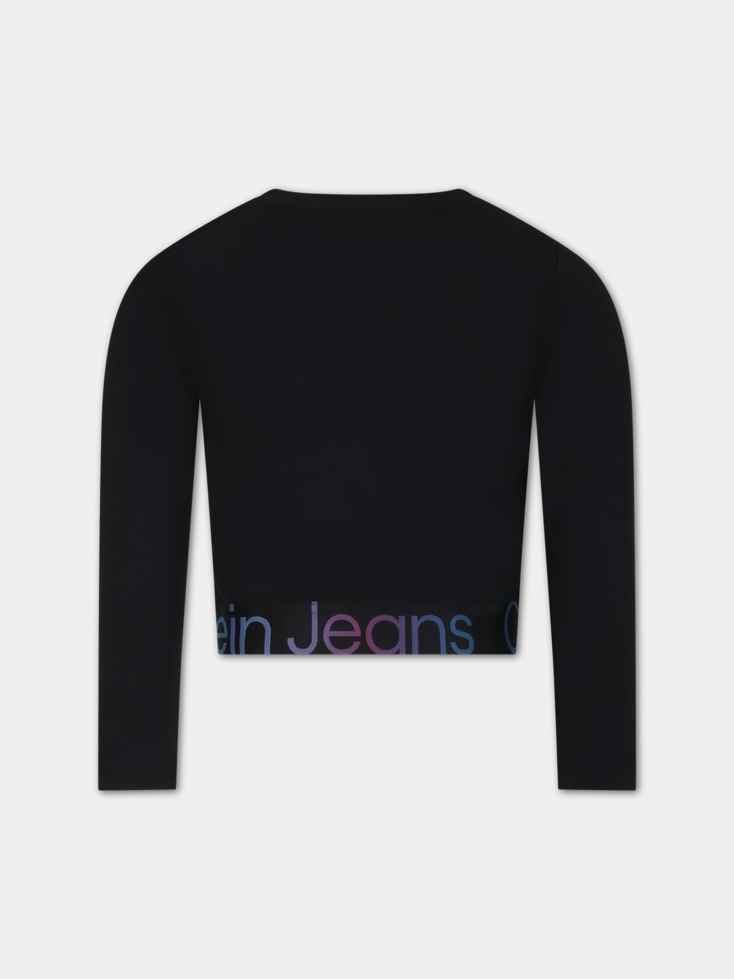 T-shirt nera per bambina con logo,Calvin Klein Kids,23WMCKIG0IG02196 BEH