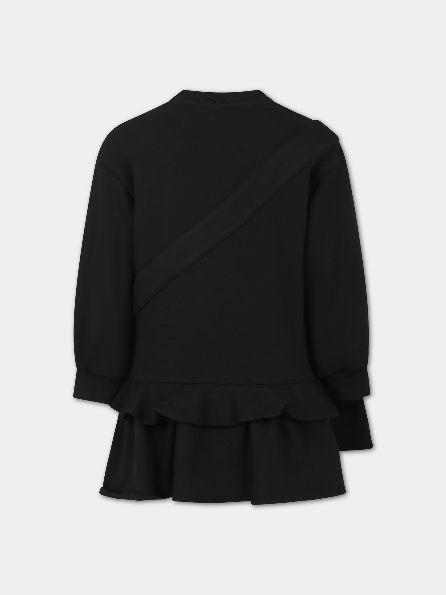 Vestito casual nero con Baguette per bambina,Fendi Kids,JFB629 5V0 F0GME