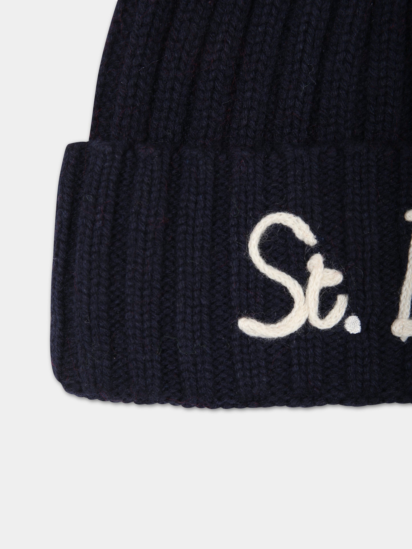 Berretto blu per bambini con pompon,Mc2 Saint Barth,WENGEN JR P SB 6141 EMB