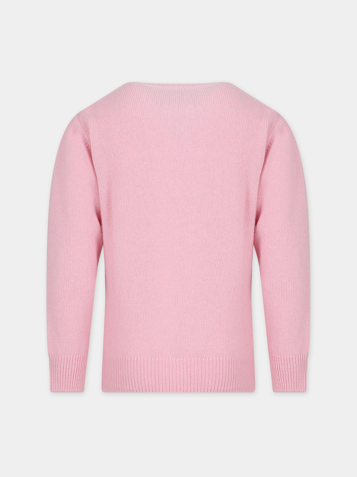 Maglione rosa per bambina con pantera rosa,Mc2 Saint Barth,PRINCESS PINK ANCORA 21
