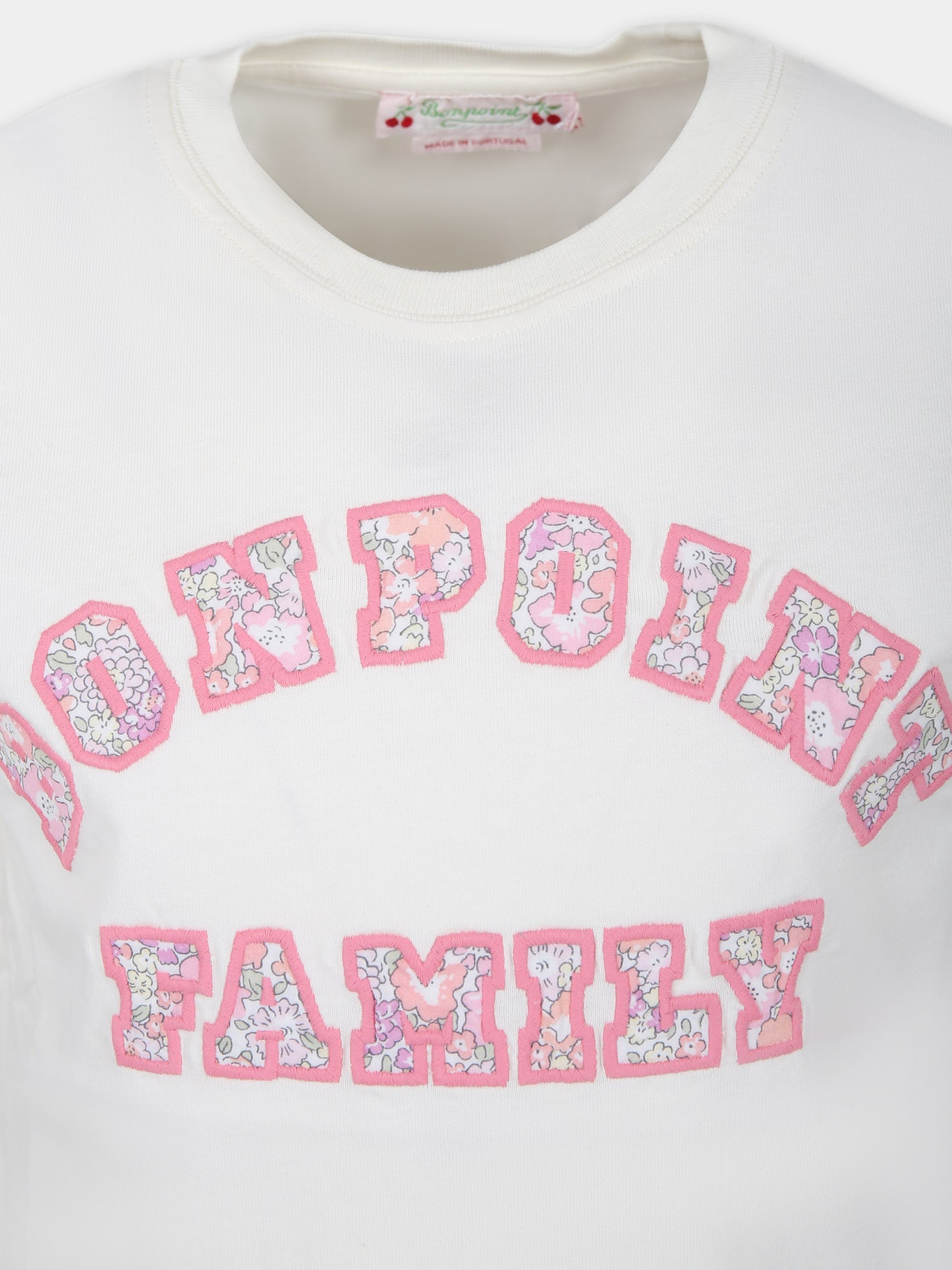 T-shirt avorio per bambina con logo,Bonpoint,S04GTSK00010 104