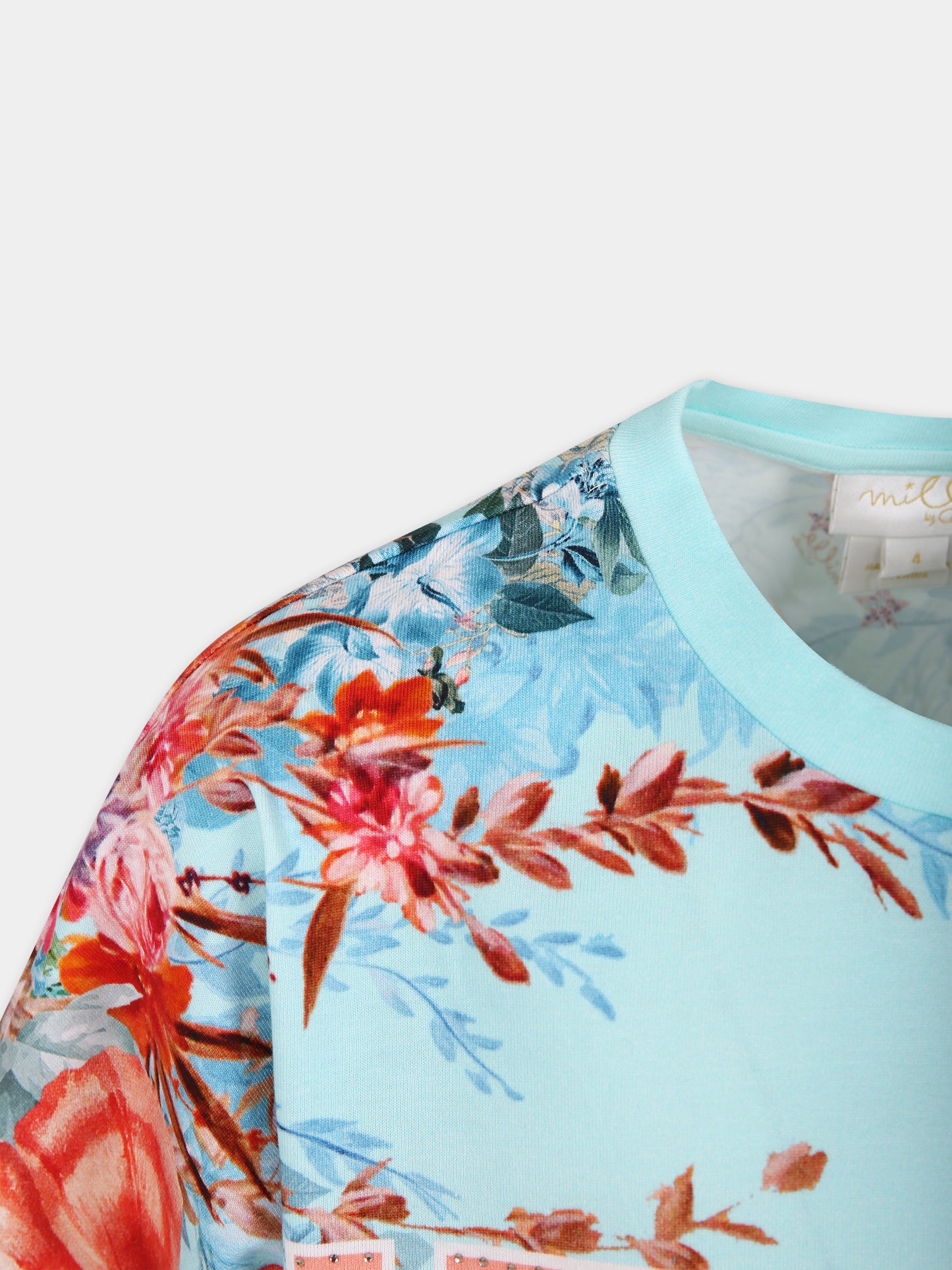 T-shirt celeste per bambina con stampa Sorrento,Camilla,00025669 FROMSORR