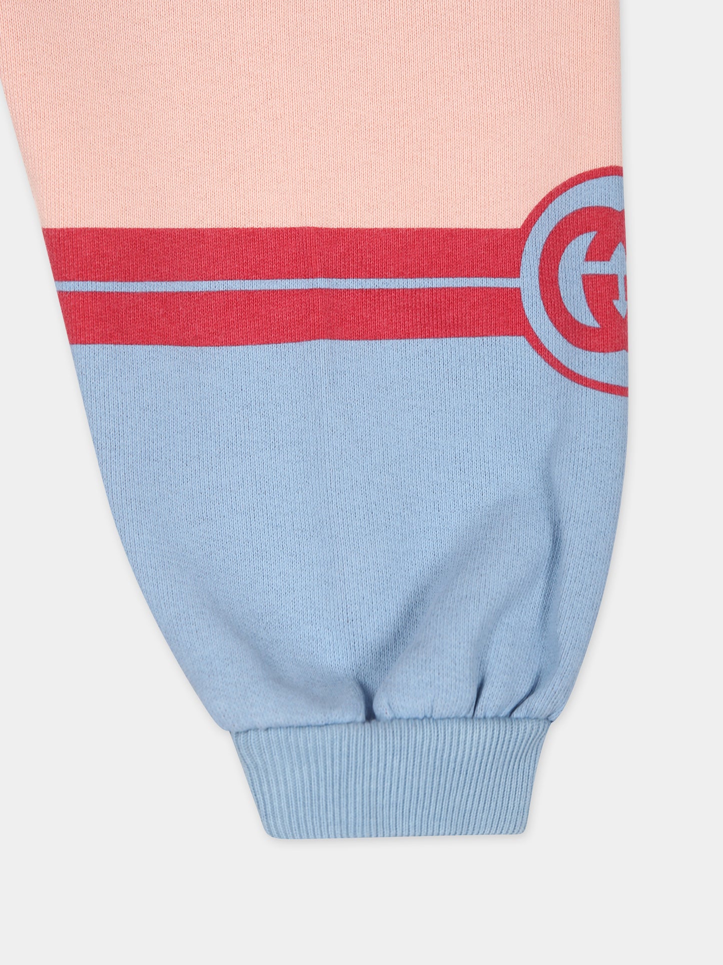 Pantaloni rosa per neonata con stampa e logo,Gucci Kids,772316 XJF5X 6372