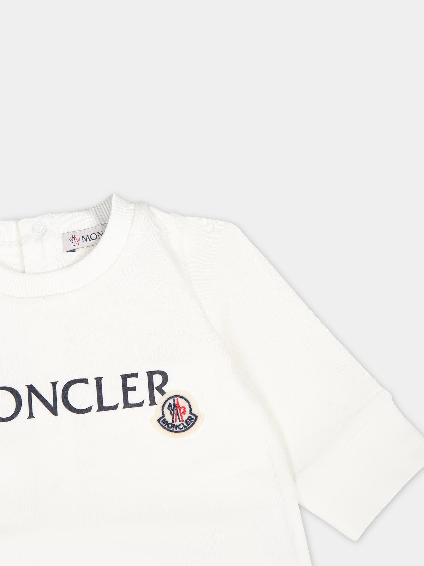 Tutina bianca per neonato con logo,Moncler Kids,951 8L00002 899AR 034