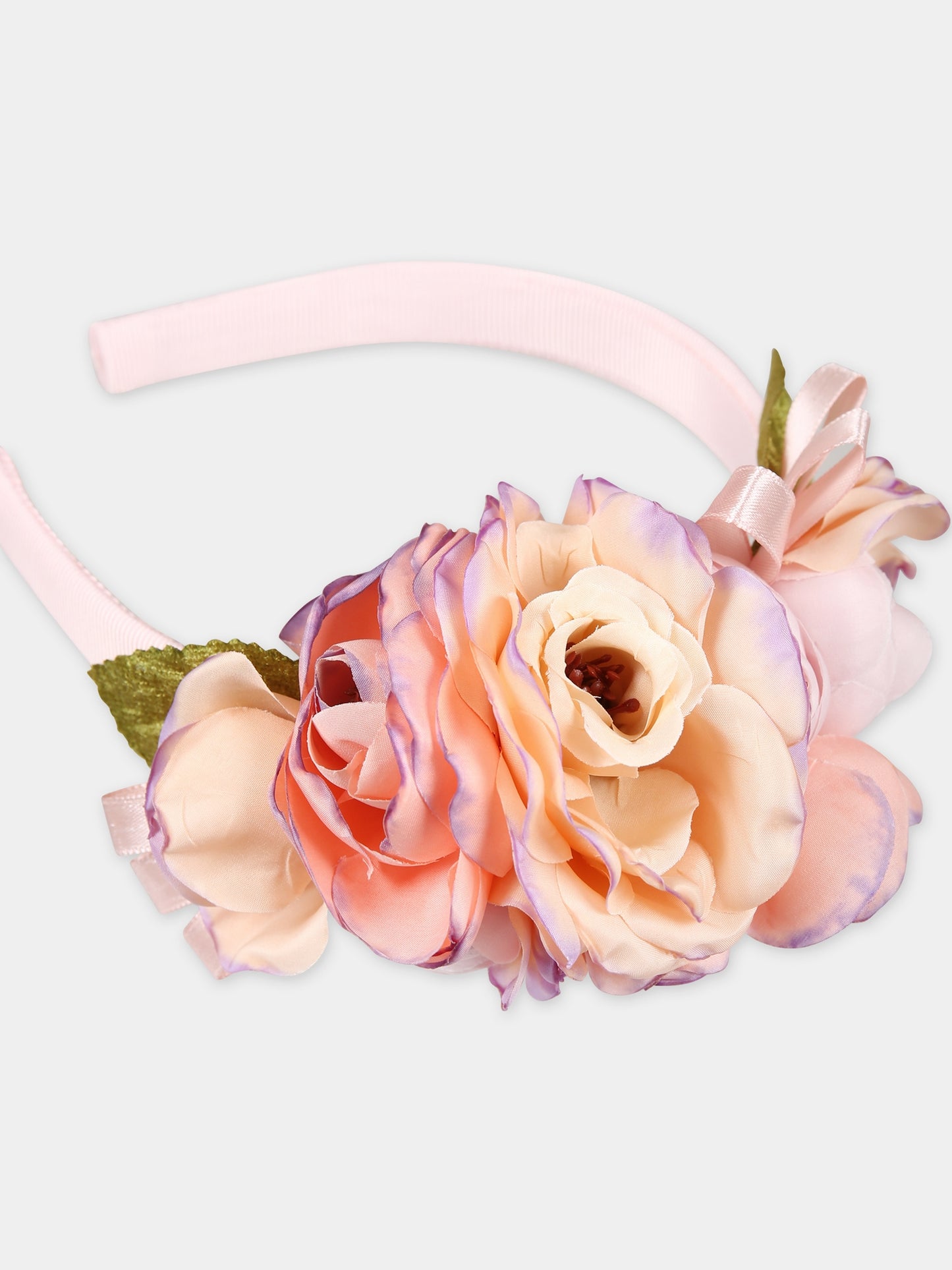 Cerchietto rosa per bambina con fiori,Monnalisa,79C011 3726 9292