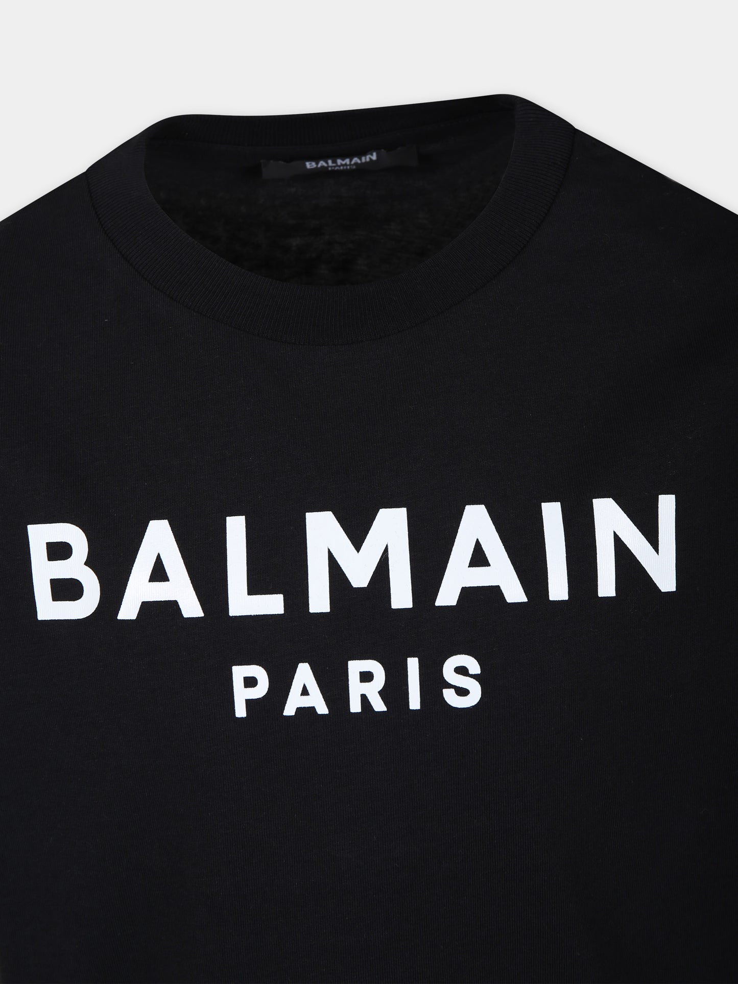 Black t-shirt for kids with logo,Balmain Kids,BU8P01 Z1751 930BC