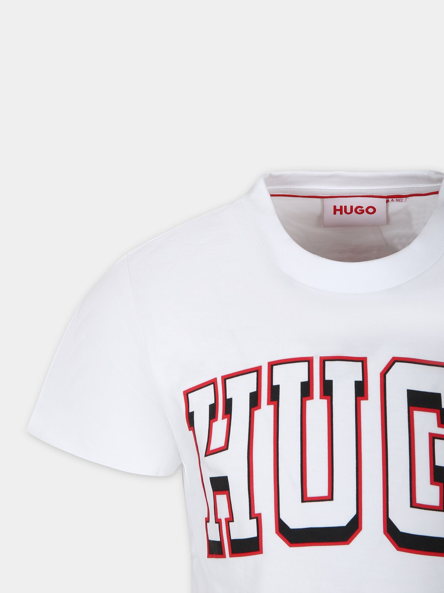 T-shirt bianca per bambino con logo,Hugo,G00142 10P