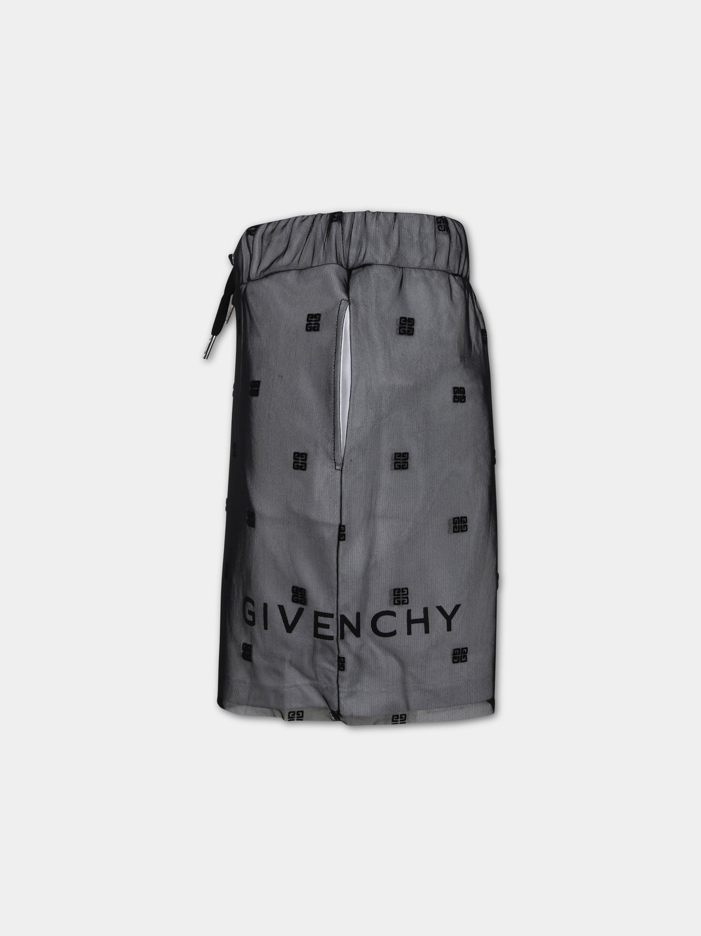 Gonna nera per bambina con motivo 4G all over,Givenchy Kids,H30029 09B
