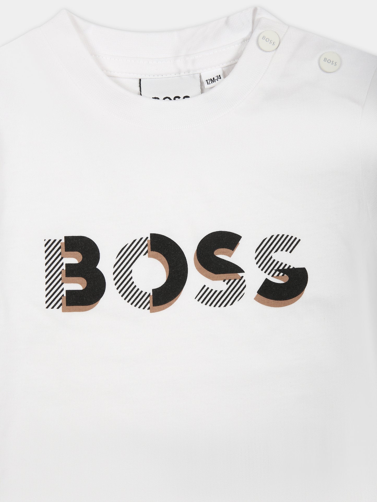 T-shirt bianca per neonato con logo,Boss,J50783 N03